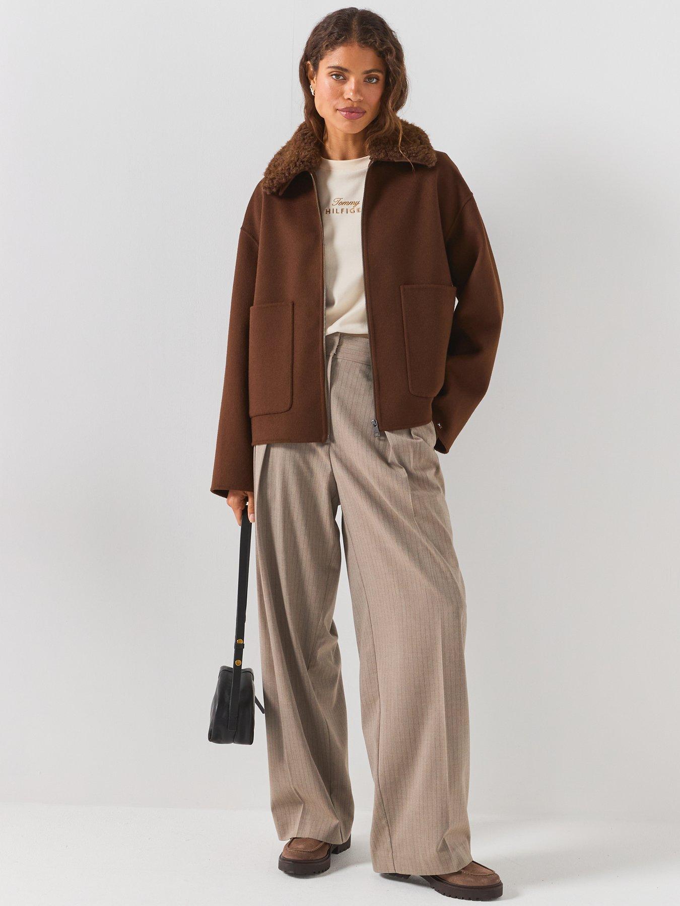 Image 3 of 6 of Tommy Hilfiger Double-faced Wool Blend Relaxed Jacket - Brown