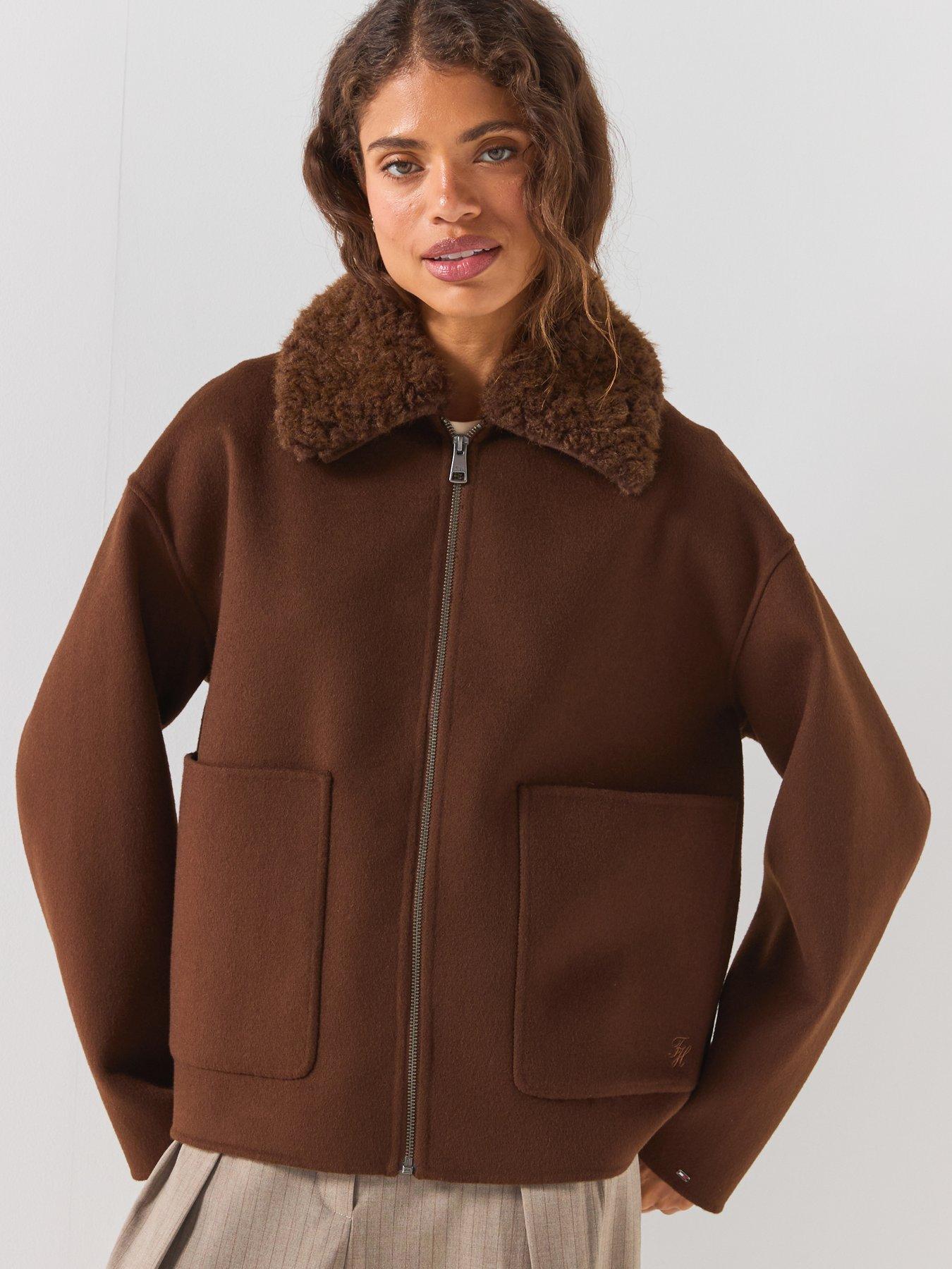 Image 4 of 6 of Tommy Hilfiger Double-faced Wool Blend Relaxed Jacket - Brown