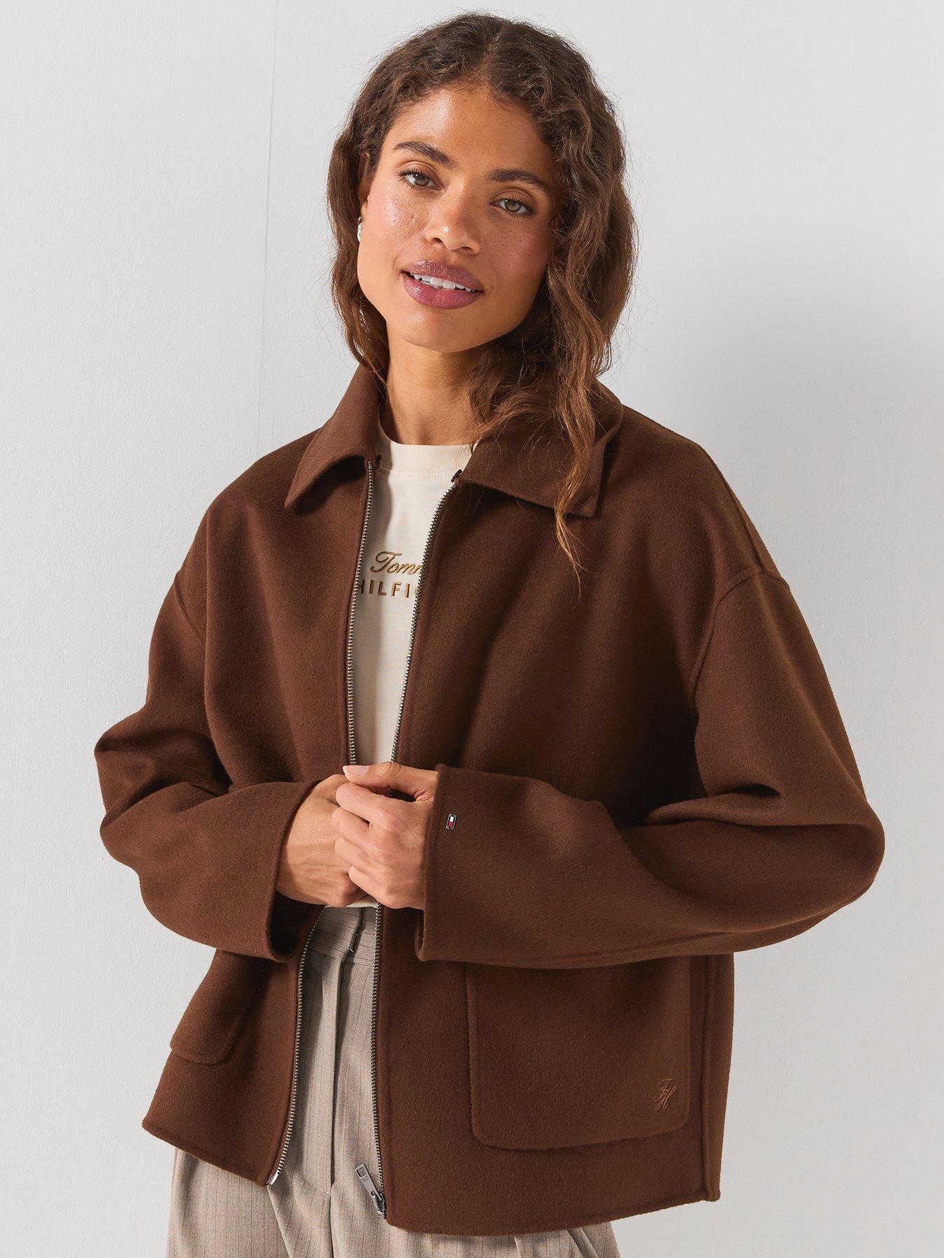 Image 5 of 6 of Tommy Hilfiger Double-faced Wool Blend Relaxed Jacket - Brown