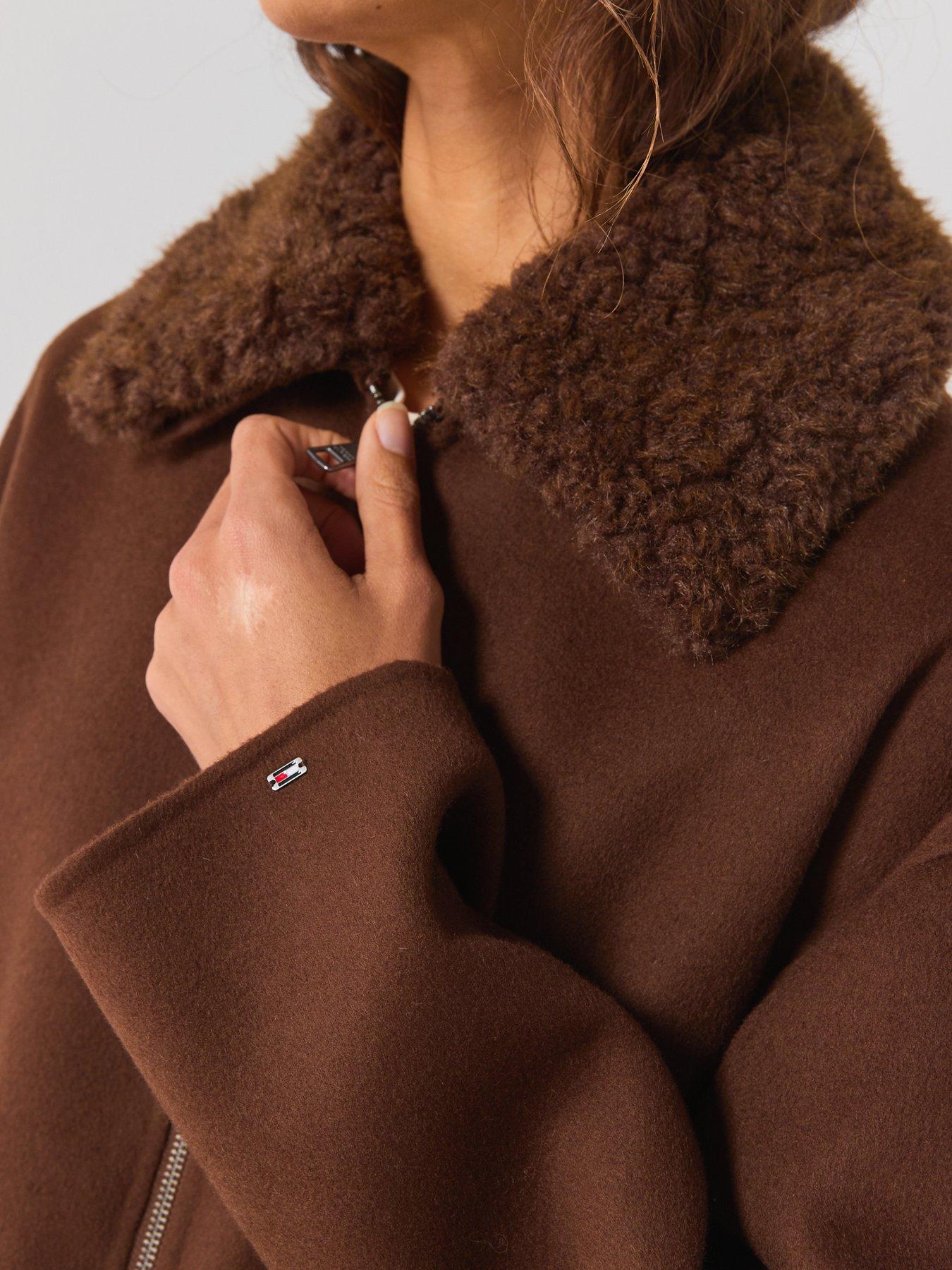 Image 6 of 6 of Tommy Hilfiger Double-faced Wool Blend Relaxed Jacket - Brown