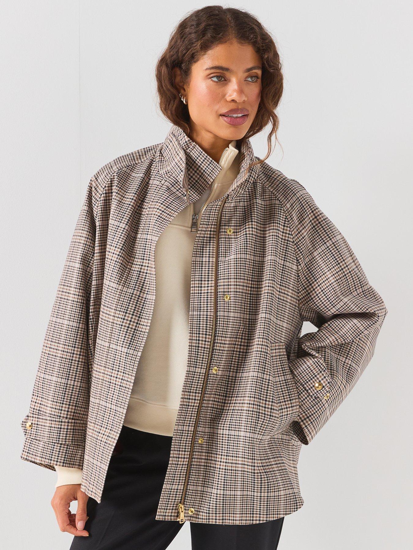 Tommy Hilfiger Tommy Hilfiger Cotton Check Cape Coat - Brown