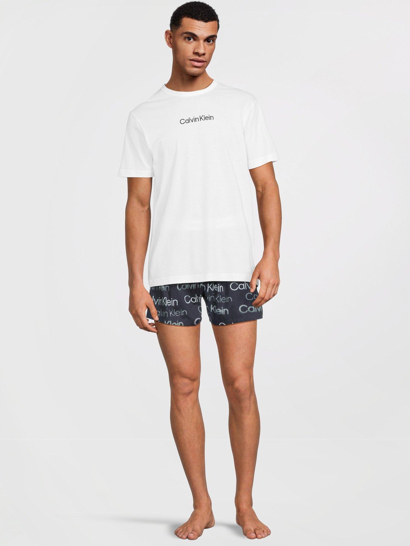 Calvin Klein Short Sleeved Crew Poplin Boxer Set - White