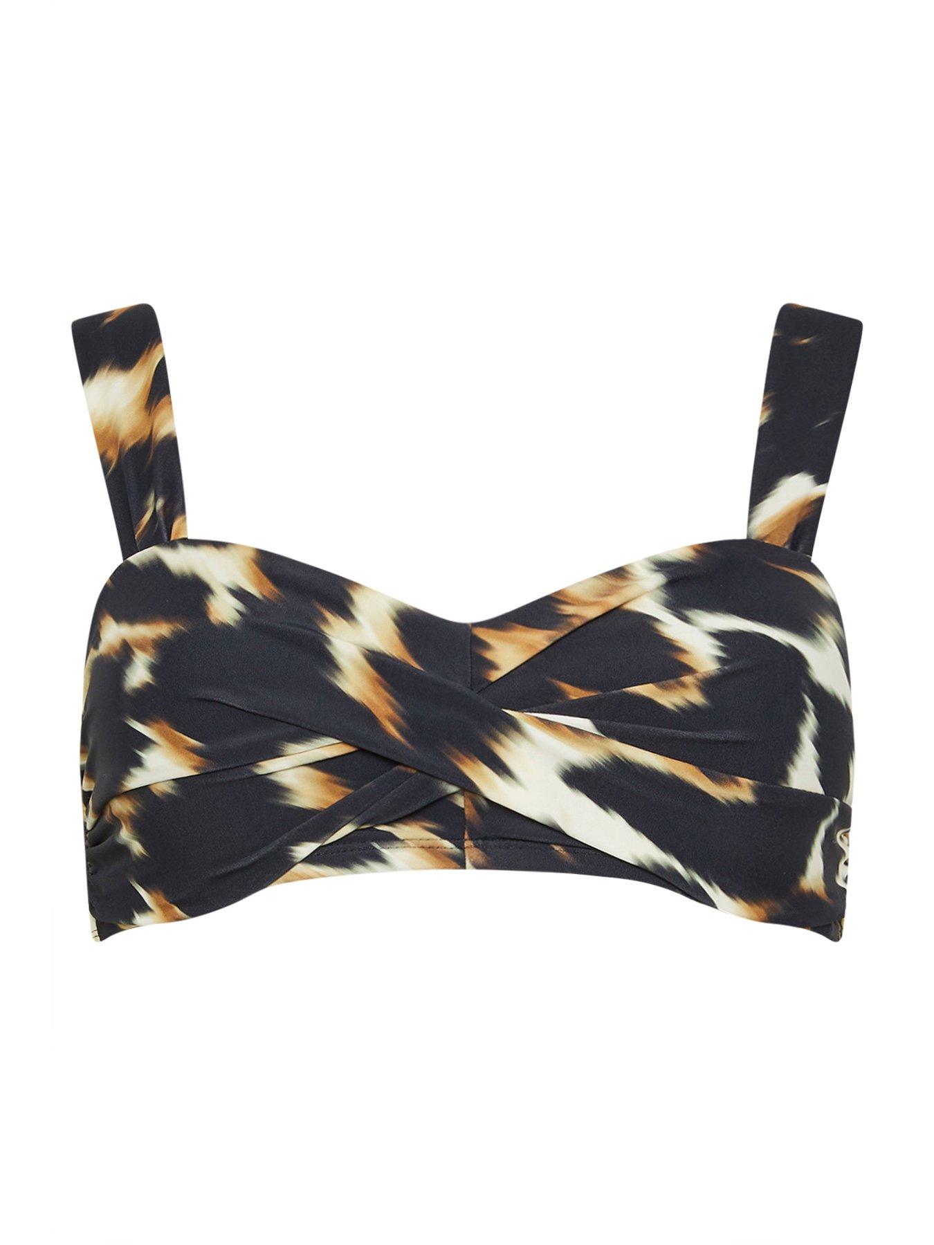 Image 5 of 5 of Star By Julien Macdonald Animal Print Bikini Top - Black