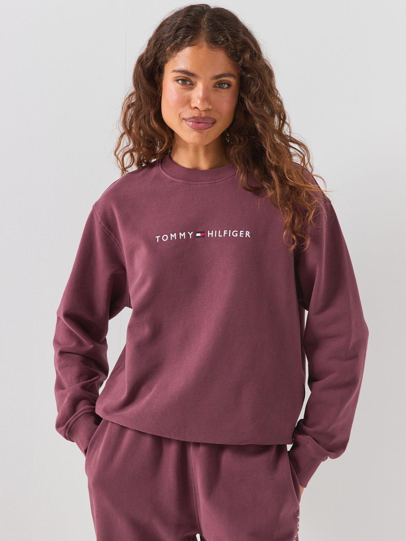 Tommy Hilfiger Tommy Hilfiger Women's Embroidered Logo Crew Neck Sweatshirt - Berry