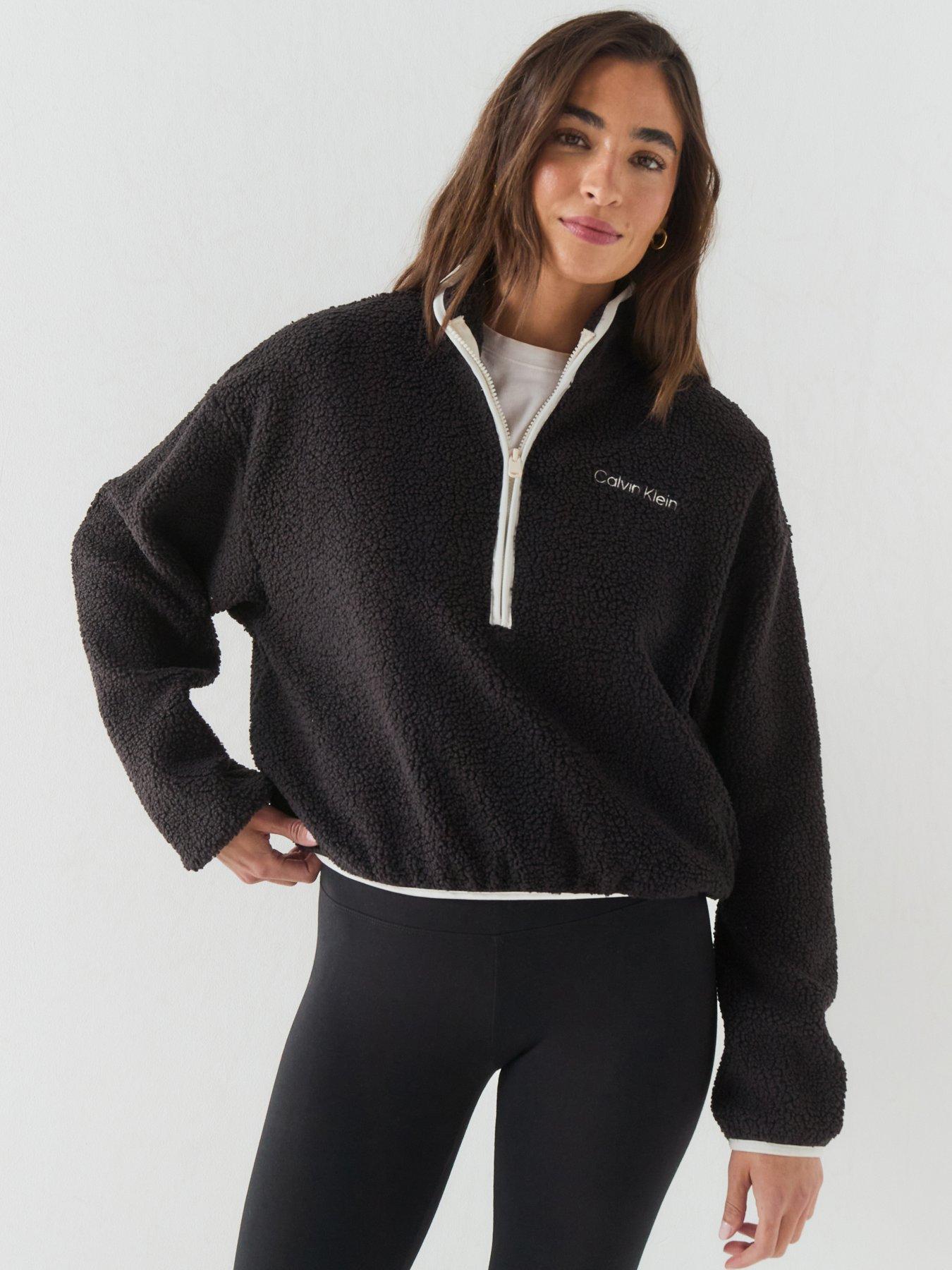 Calvin Klein Sherpa 1/4 Zip Contrast - Black