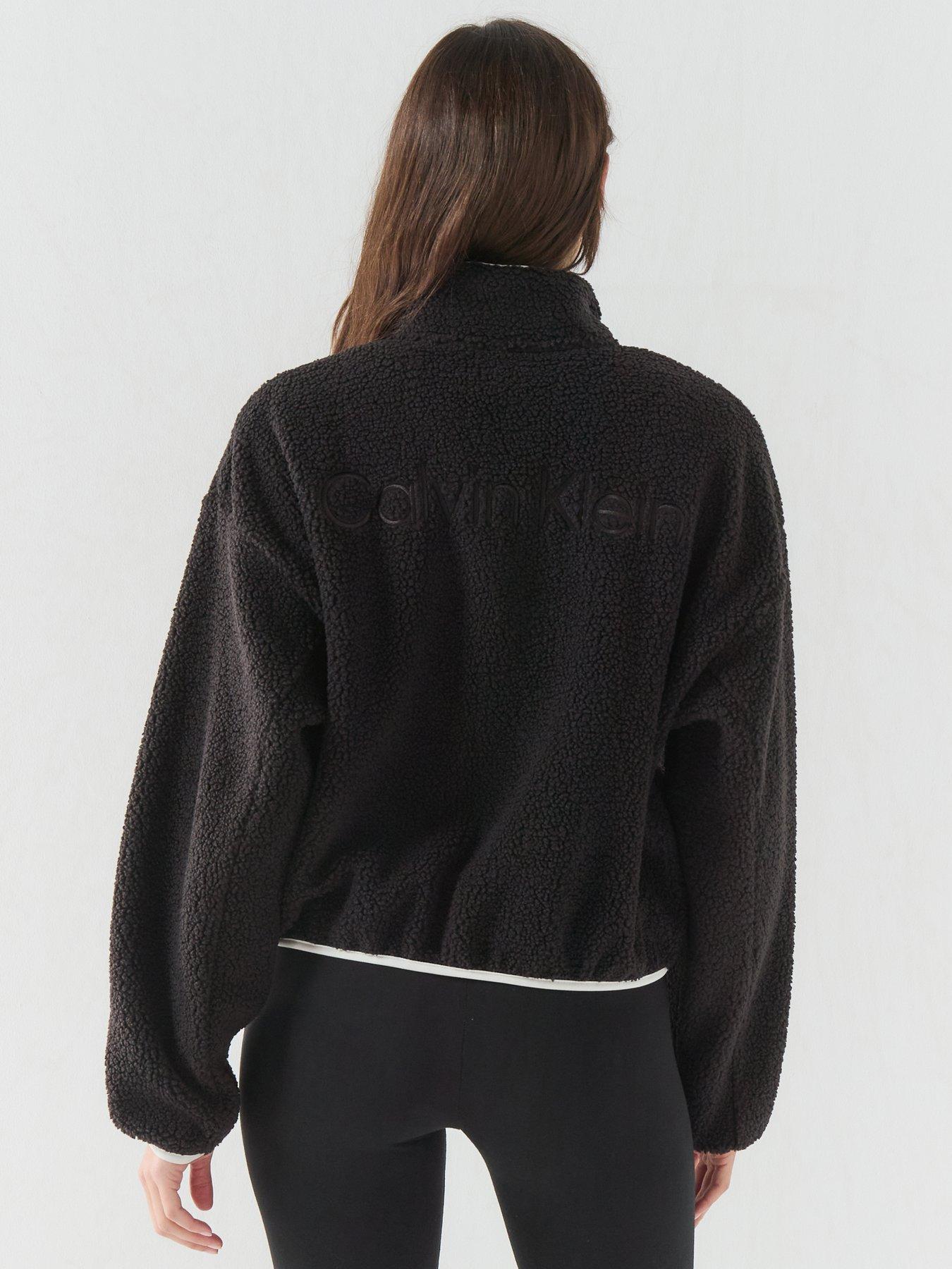 Image 2 of 6 of Calvin Klein Sherpa 1/4 Zip Contrast - Black