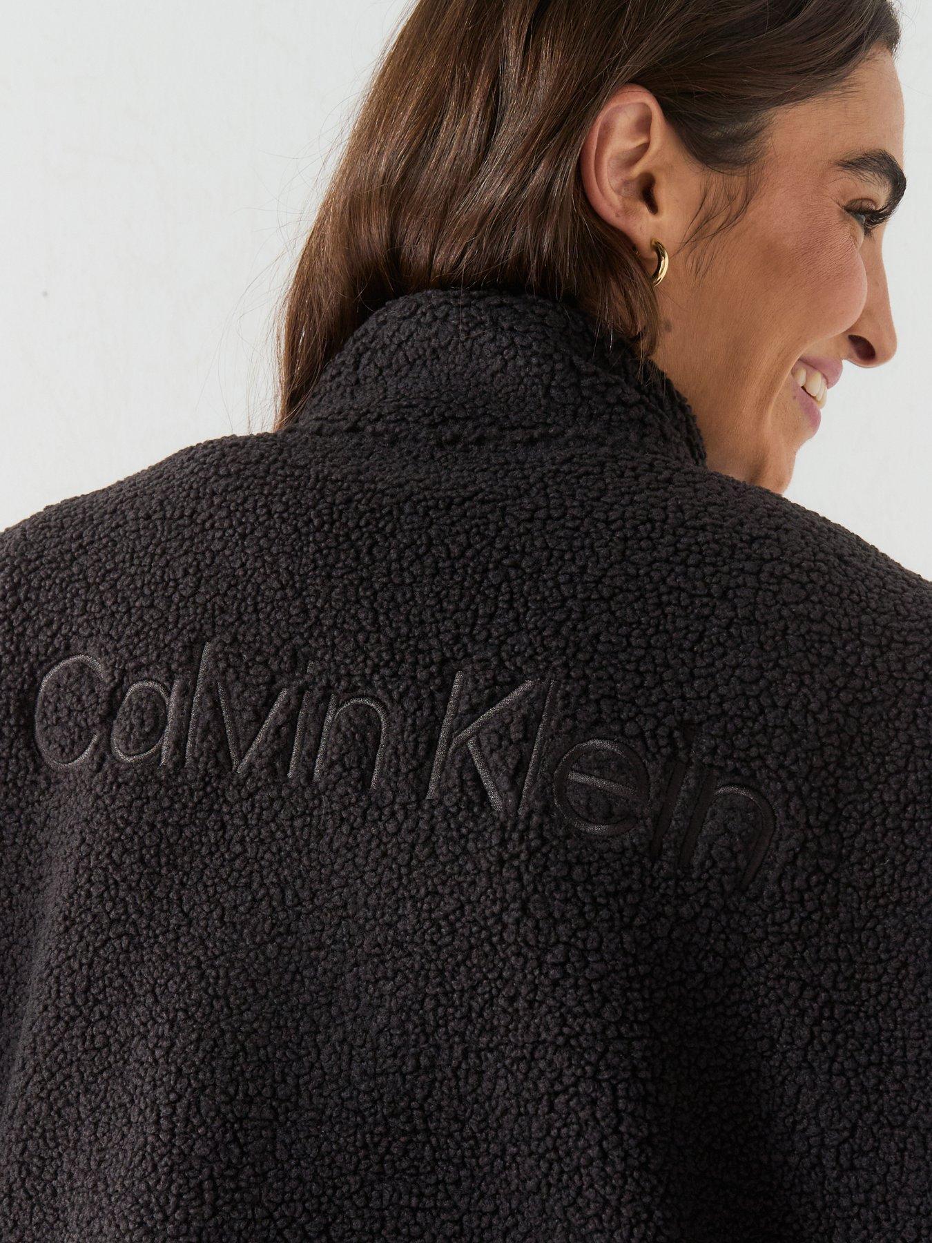 Image 4 of 6 of Calvin Klein Sherpa 1/4 Zip Contrast - Black