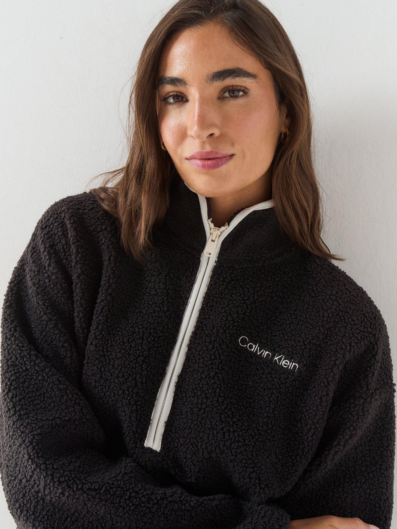 Image 5 of 6 of Calvin Klein Sherpa 1/4 Zip Contrast - Black
