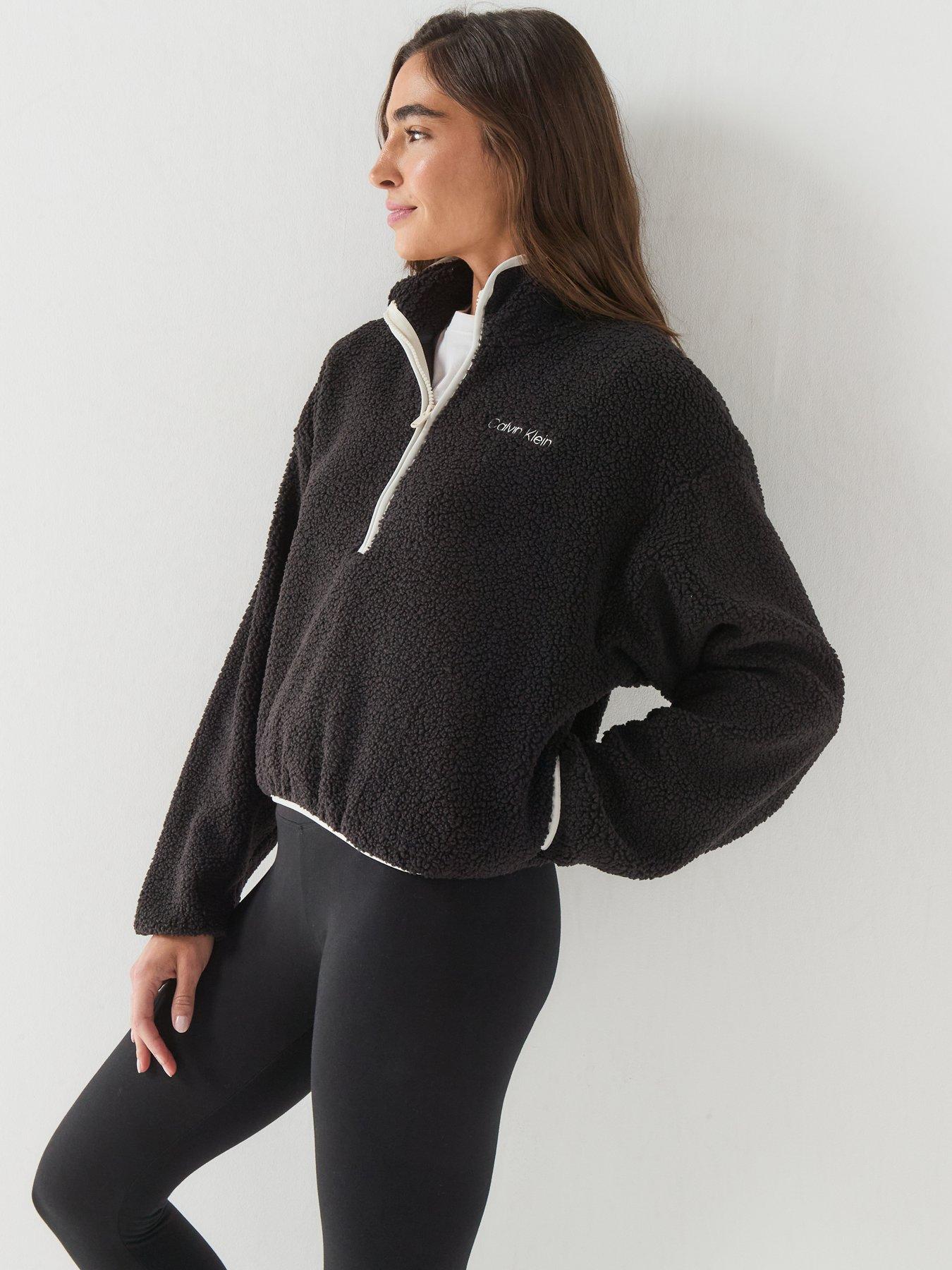 Image 6 of 6 of Calvin Klein Sherpa 1/4 Zip Contrast - Black