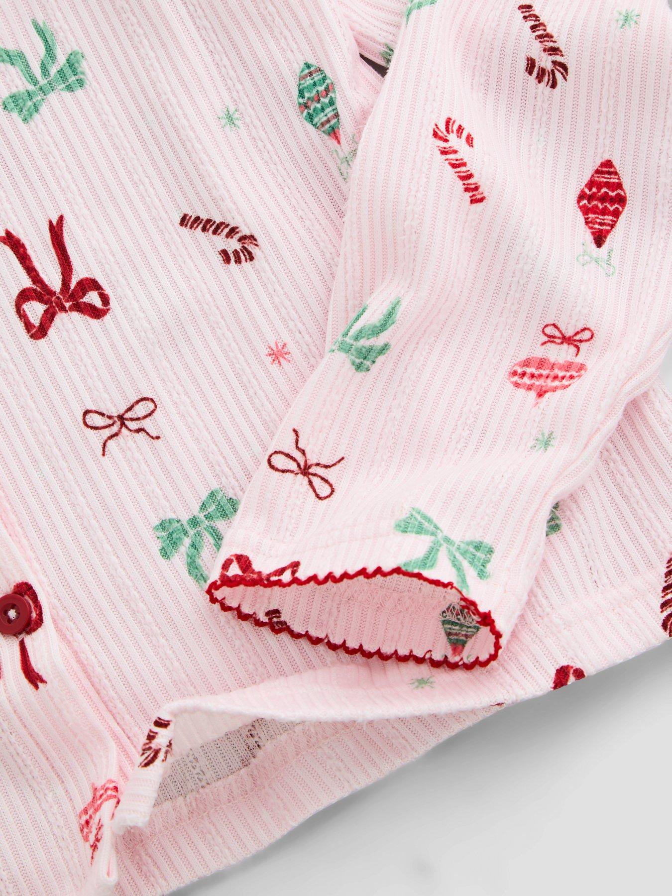 Image 6 of 7 of The Very Collection Girls Family Christmas Pyjama Pointelle Henley And Jogger Set - Pink