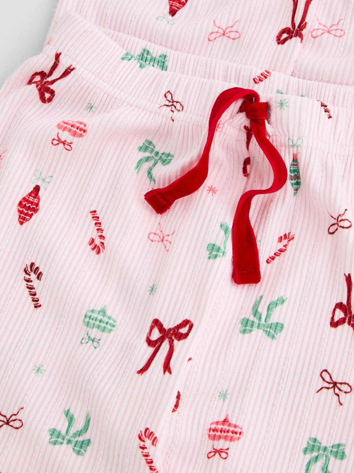 Image 7 of 7 of The Very Collection Girls Family Christmas Pyjama Pointelle Henley And Jogger Set - Pink