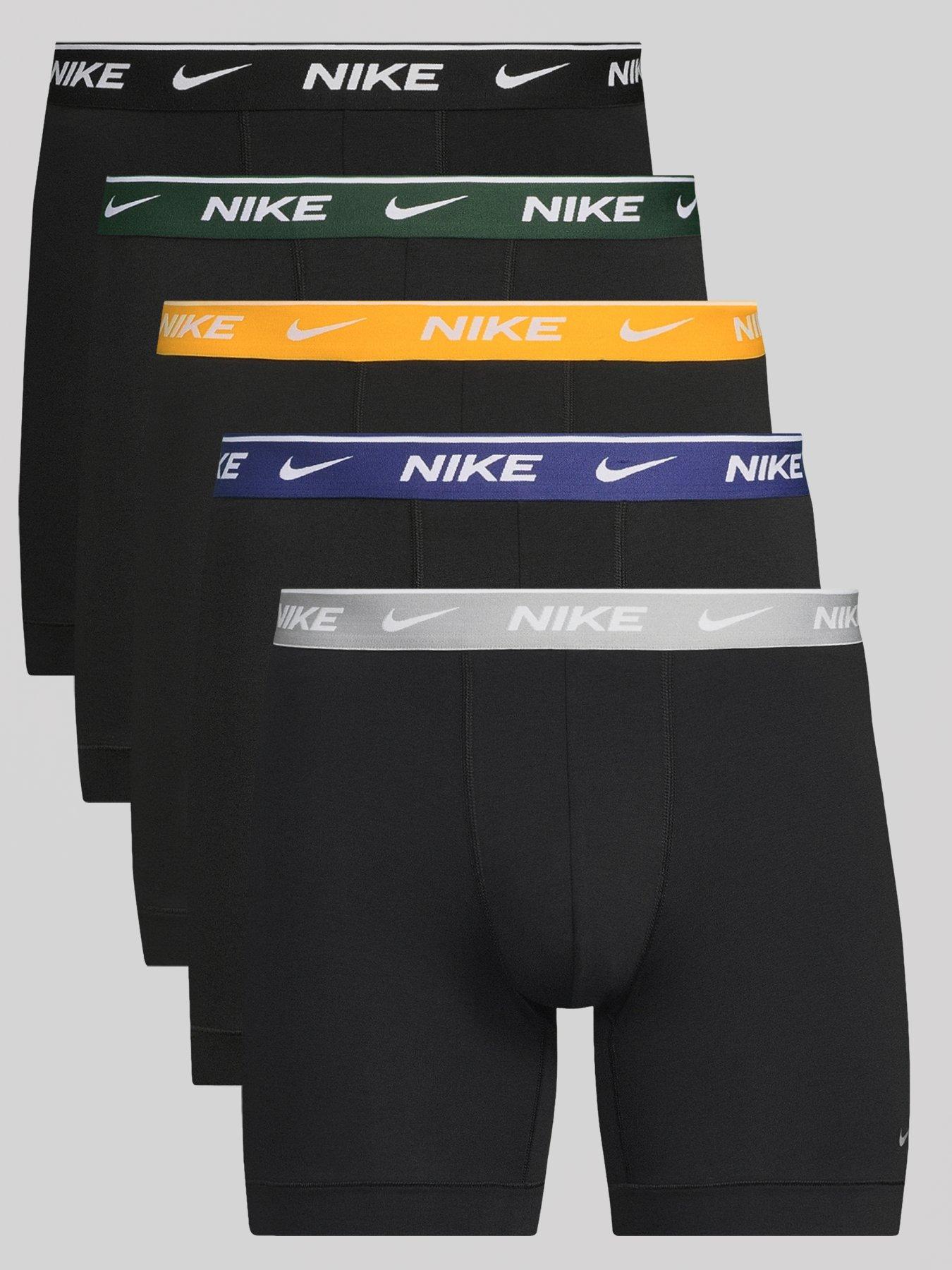 Image 1 of 4 of Nike Mens Essential Cotton Stretch 5 Pack Boxer Briefs - Black