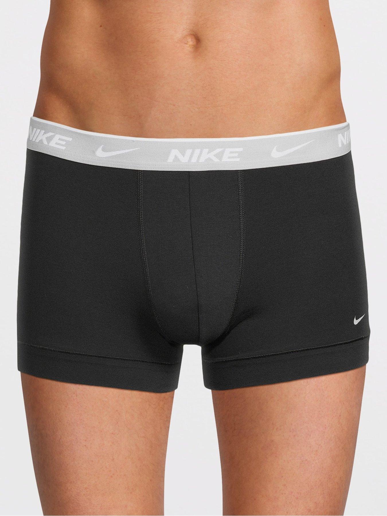 Image 2 of 3 of Nike Mens Essential 3 Pack Cotton Stretch Logo Waistband Trunks - Black