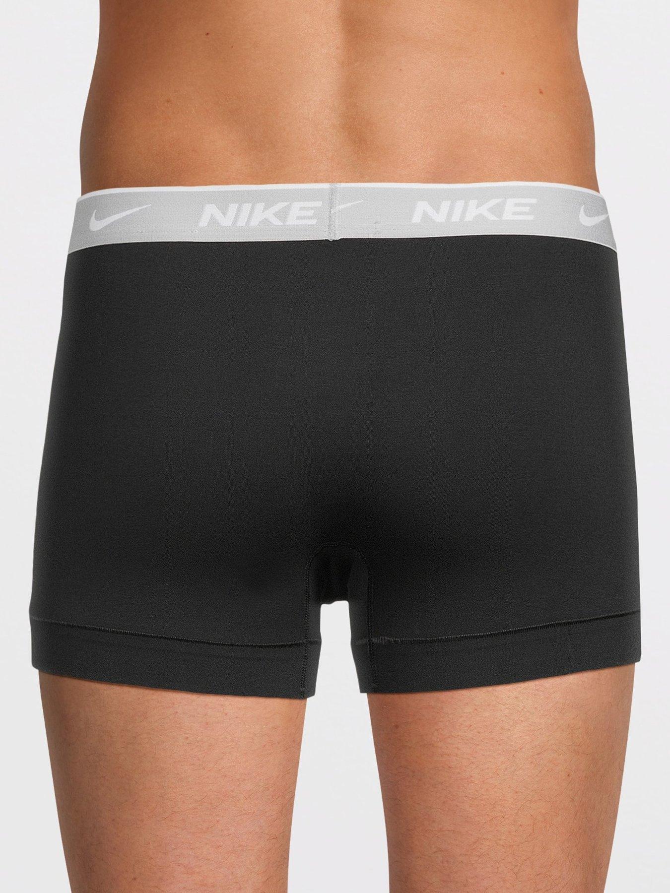 Image 3 of 3 of Nike Mens Essential 3 Pack Cotton Stretch Logo Waistband Trunks - Black