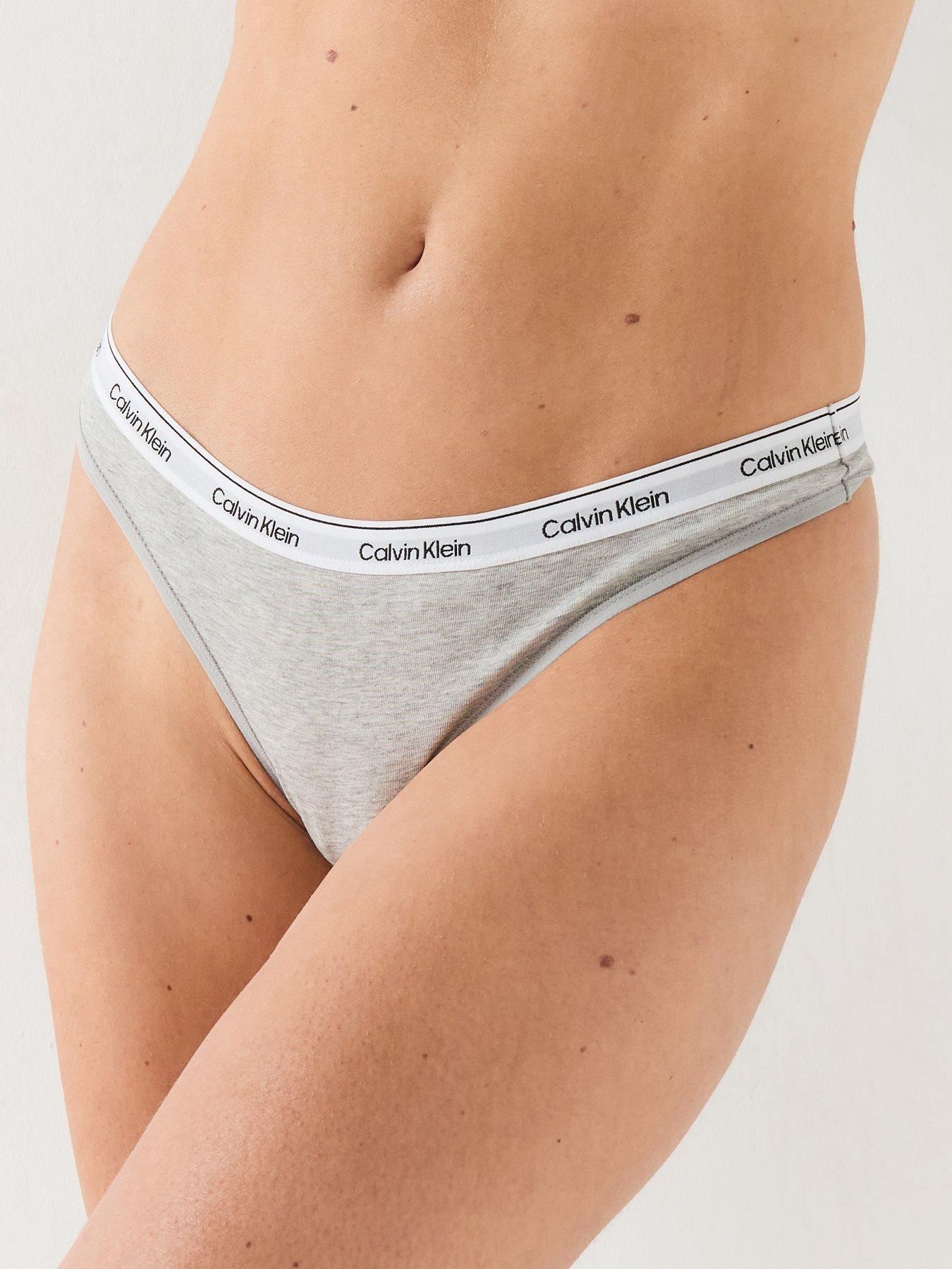 Image 2 of 6 of Calvin Klein Icon Logo 5 Pack Logo Thong - Black/grey /pink