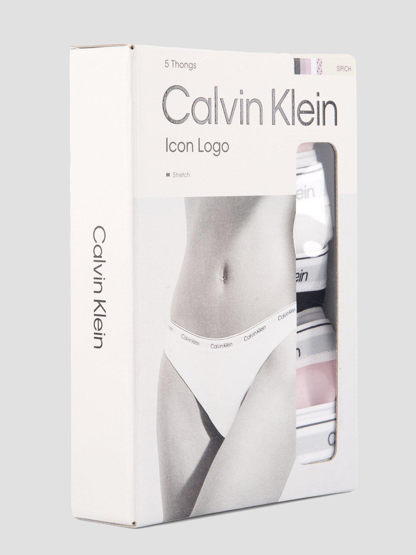 Image 6 of 6 of Calvin Klein Icon Logo 5 Pack Logo Thong - Black/grey /pink