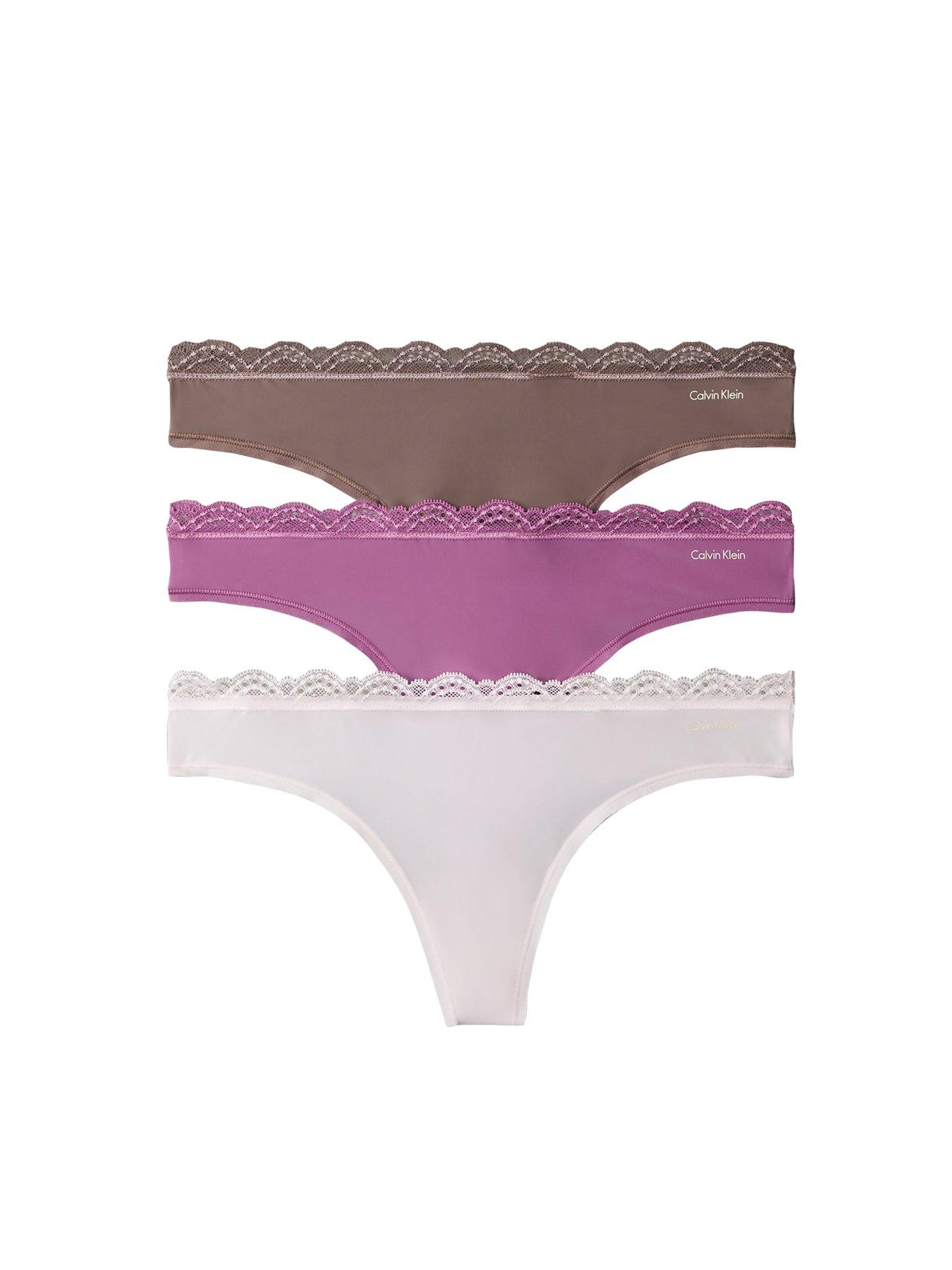 Image 1 of 6 of Calvin Klein Lace 3 Pack Thong - Multi