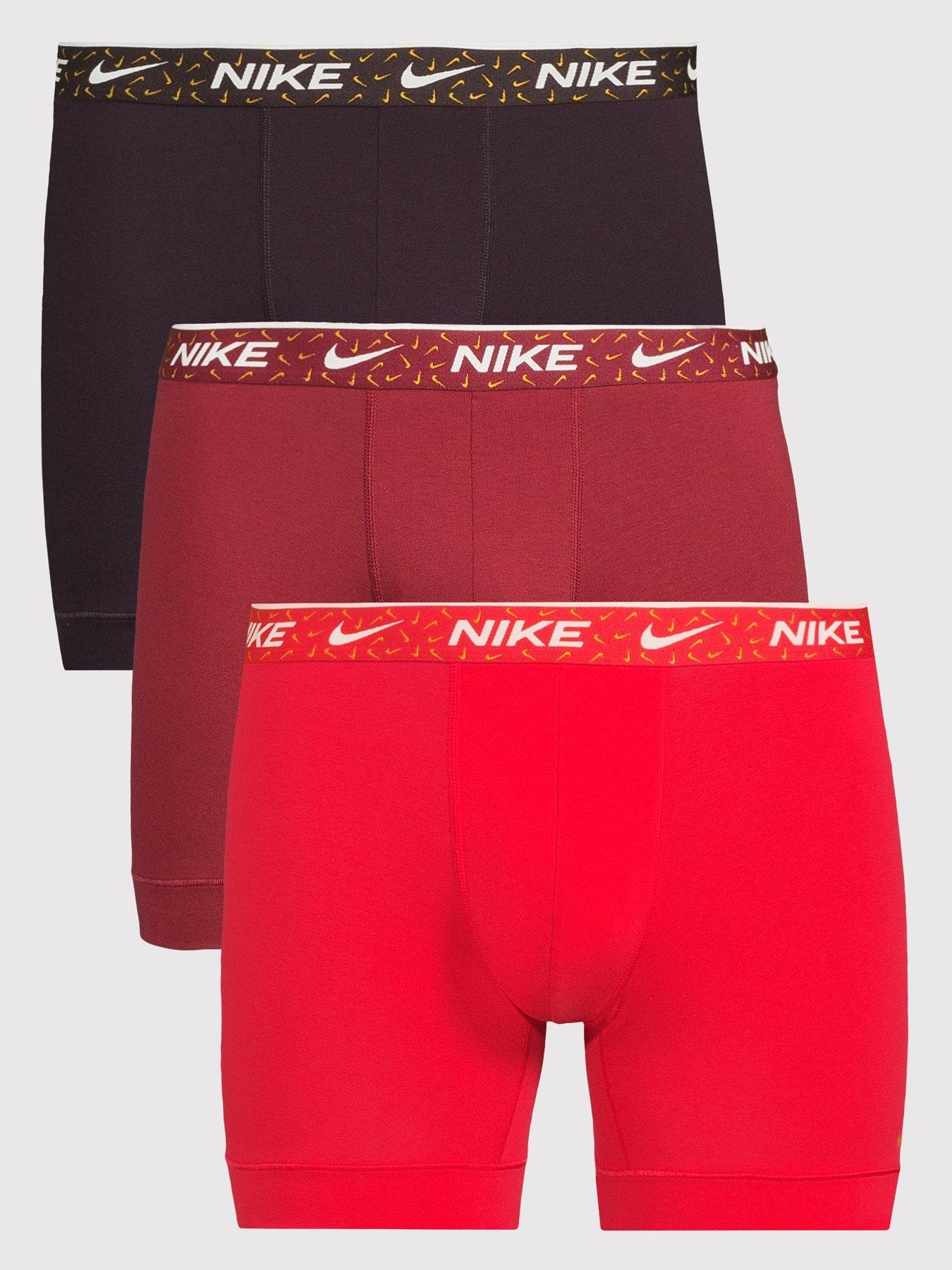 Image 1 of 3 of Nike Mens Essential Cotton Stretch Longer Leg 3 Pack Boxer Briefs - Assorted