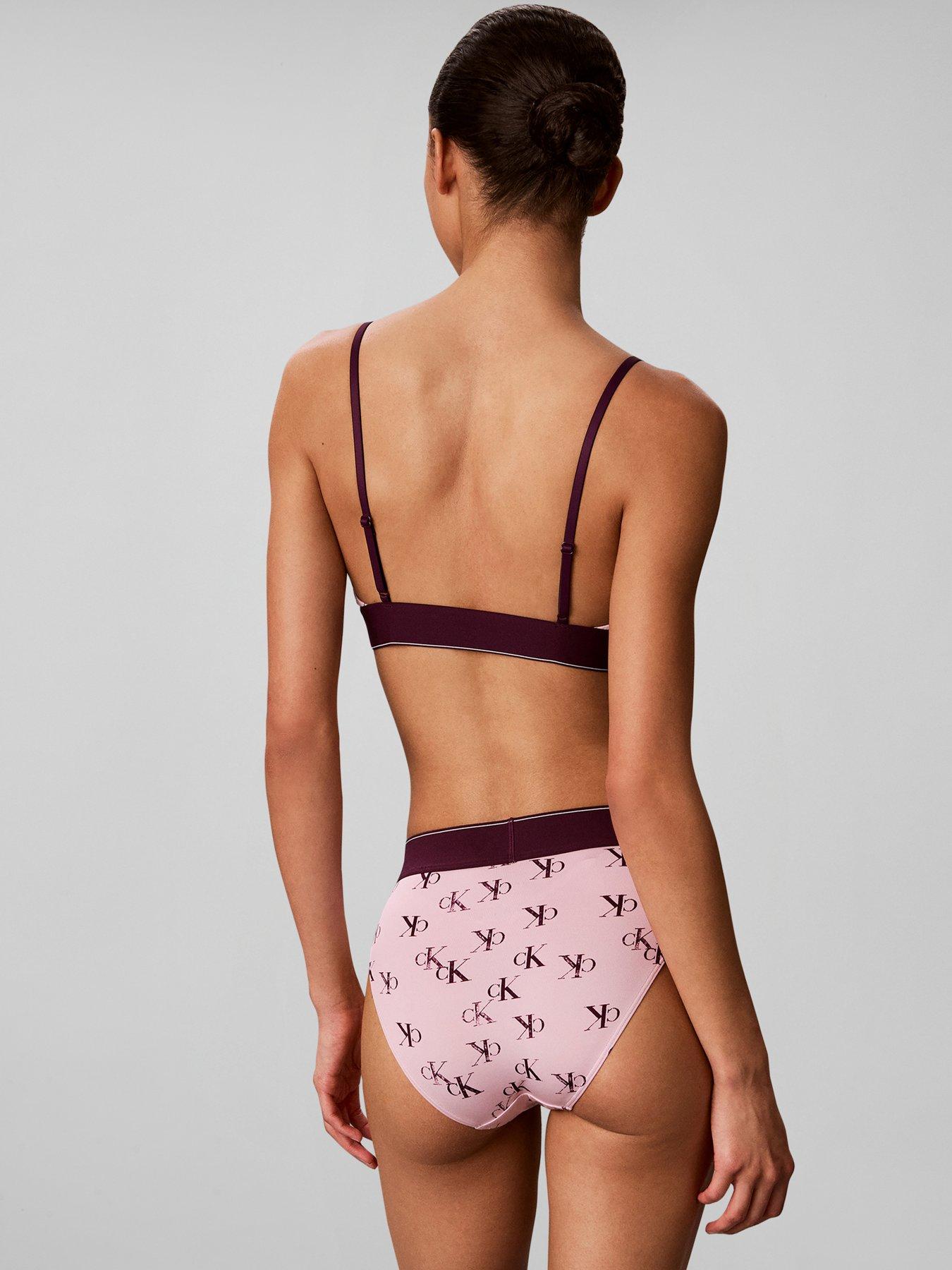 Image 2 of 6 of Calvin Klein High Waist All Over Print Bikini Brief - Pink