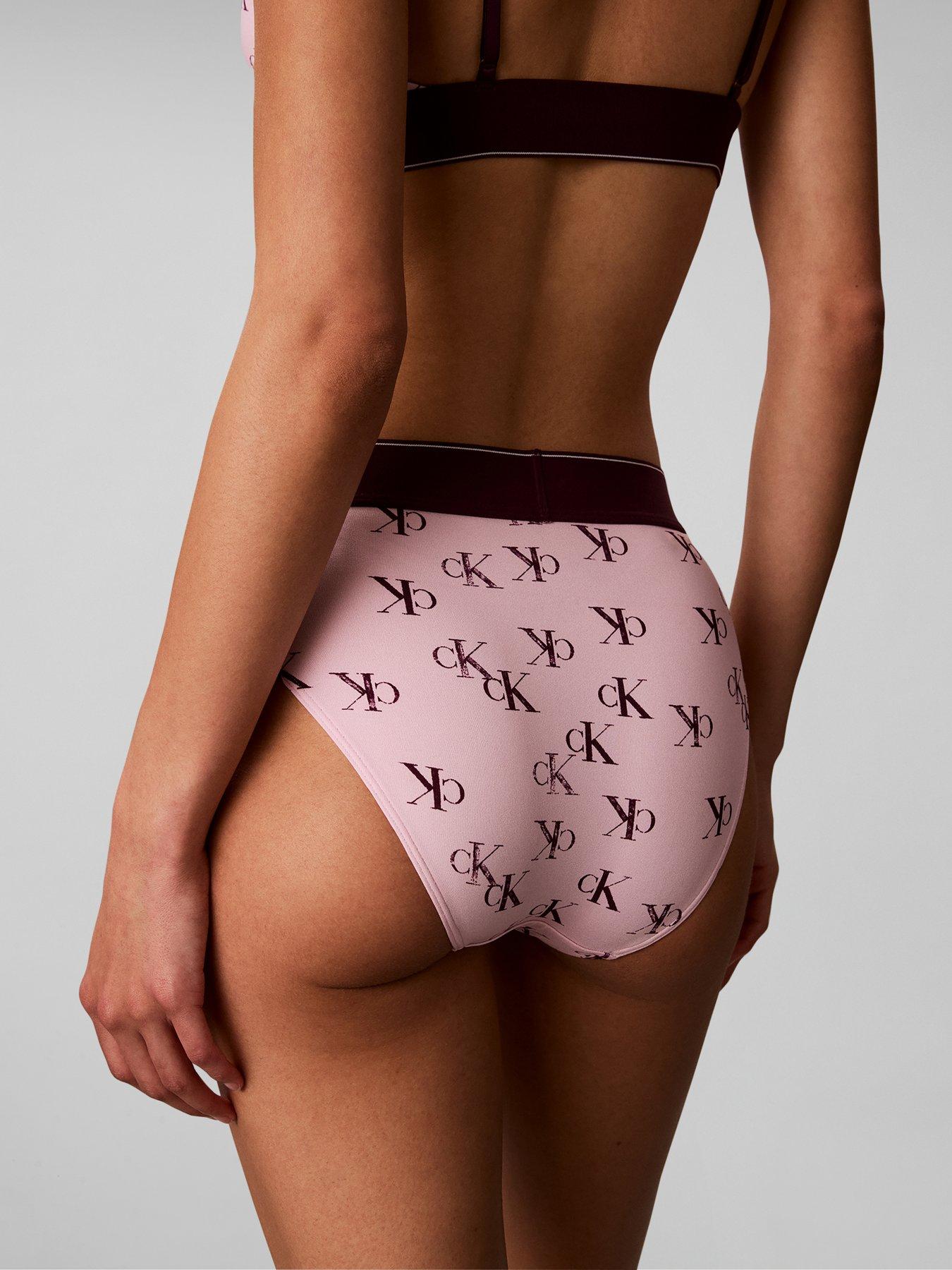 Image 4 of 6 of Calvin Klein High Waist All Over Print Bikini Brief - Pink