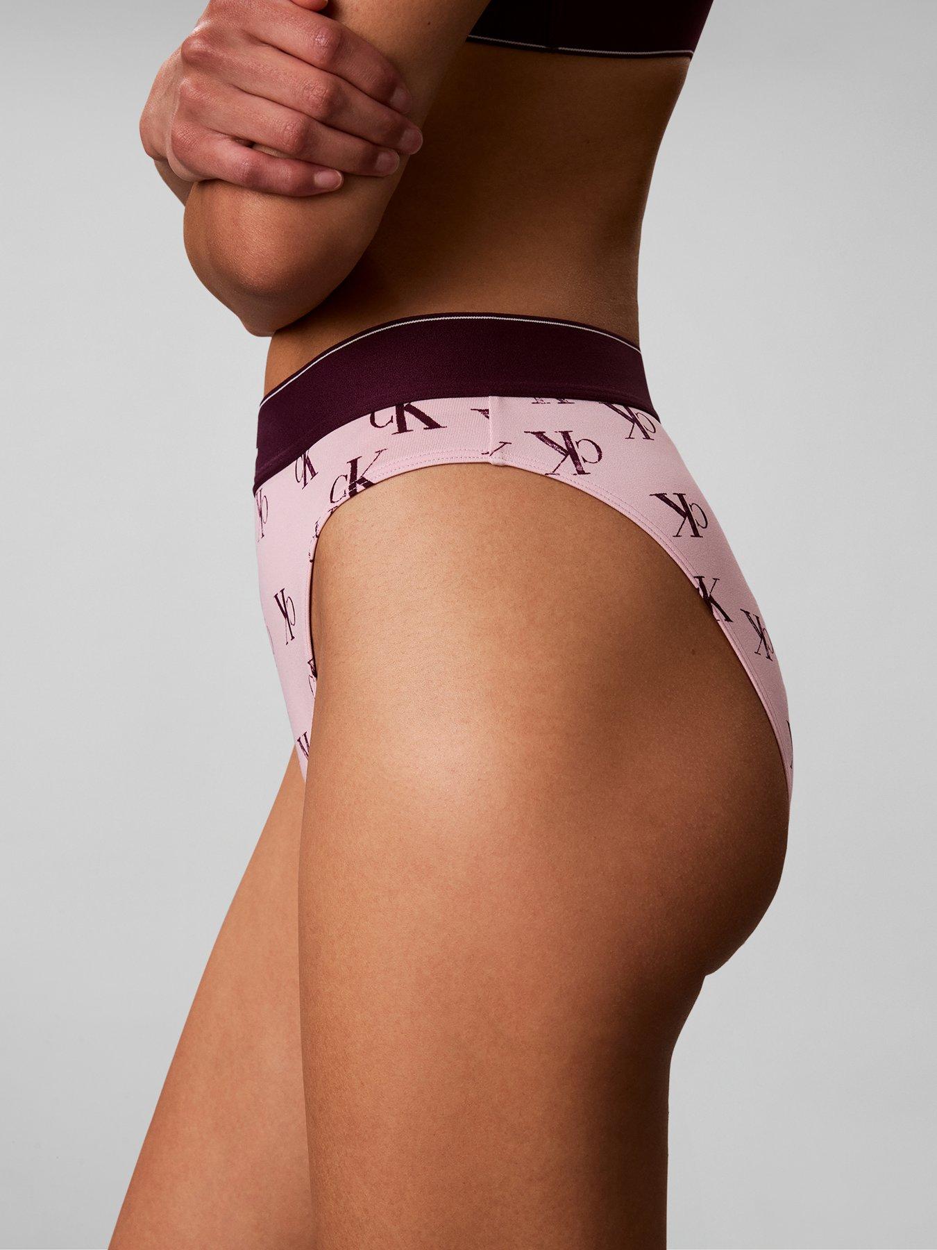 Image 5 of 6 of Calvin Klein High Waist All Over Print Bikini Brief - Pink