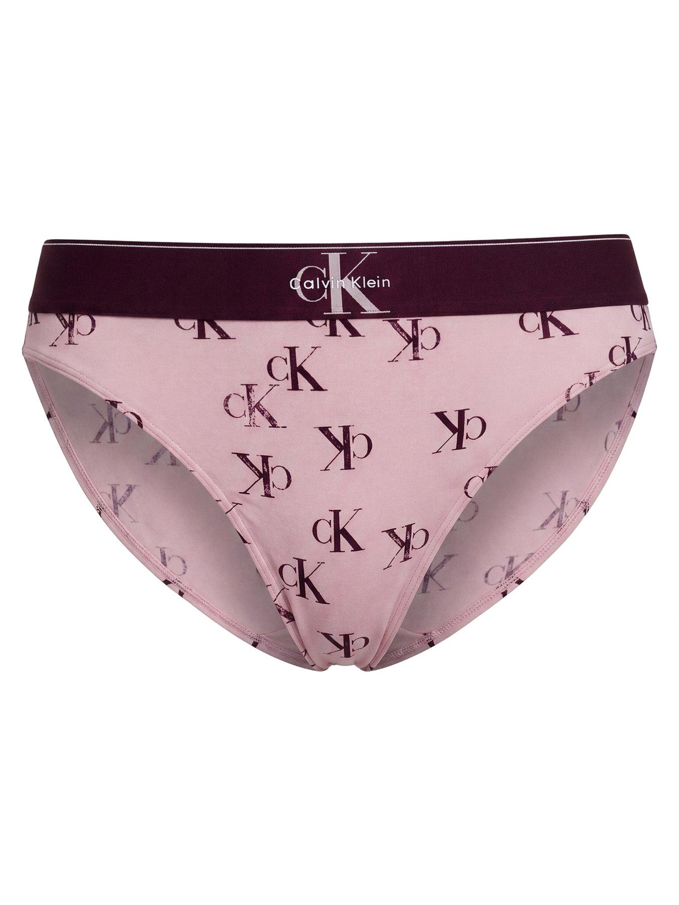 Image 6 of 6 of Calvin Klein High Waist All Over Print Bikini Brief - Pink