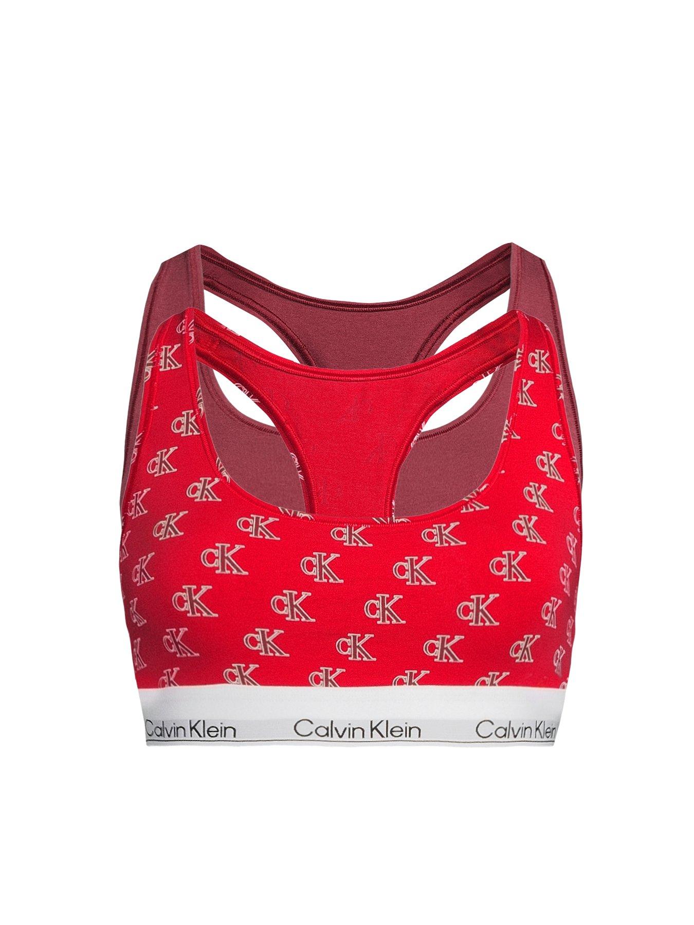 Image 1 of 6 of Calvin Klein Womens 2 Pack Logo Bralette - Red