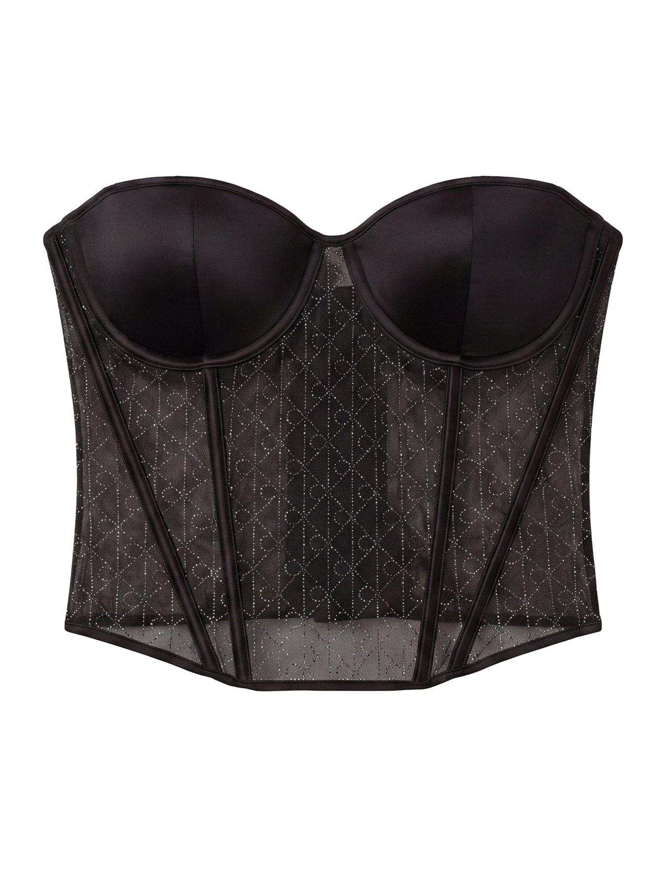 Image 6 of 6 of Calvin Klein Lightly Lined Sparkle Bustier - Black