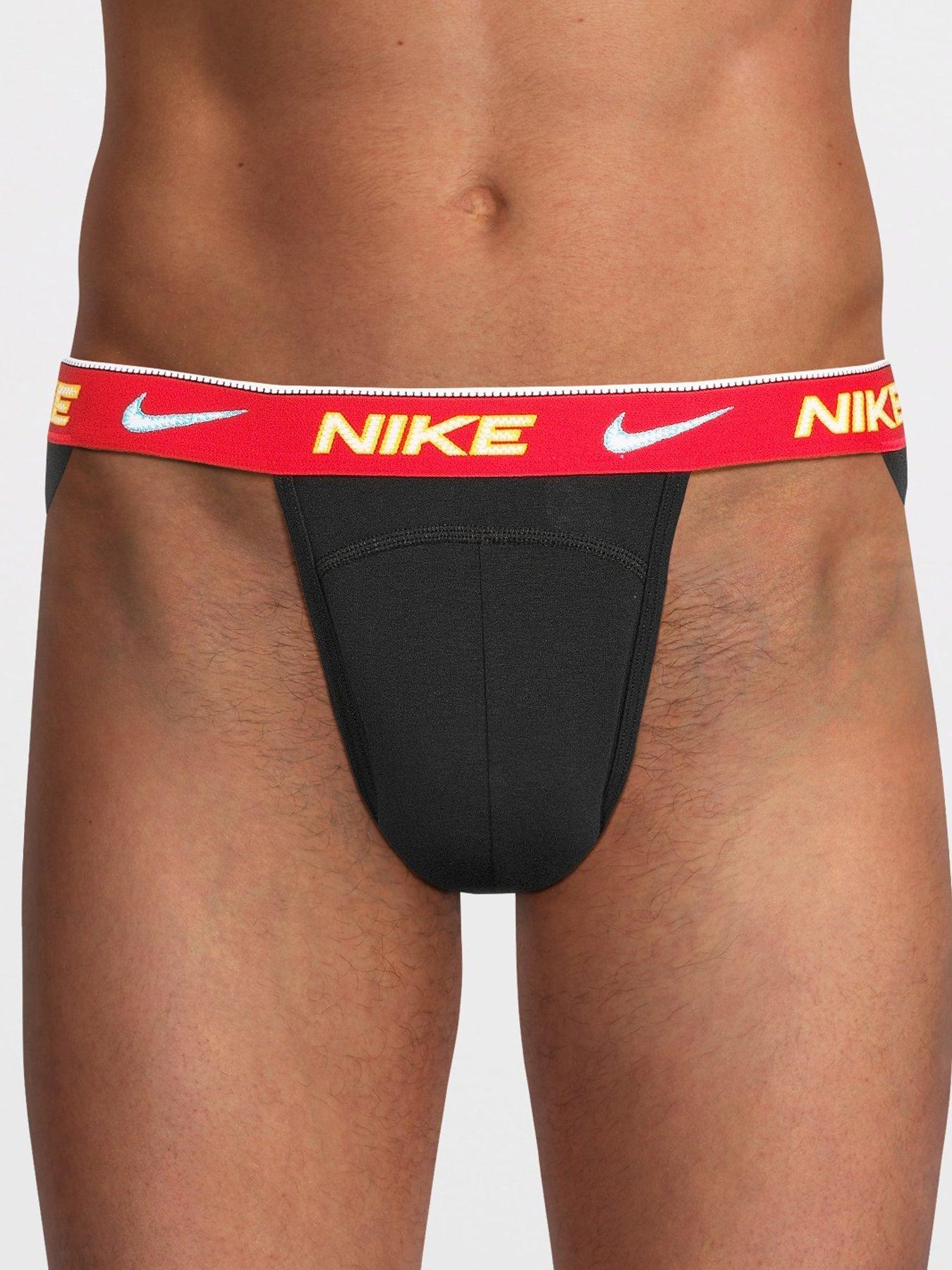 Image 2 of 3 of Nike Cotton Essential Stretch 3 Pack Jock Strap - Black