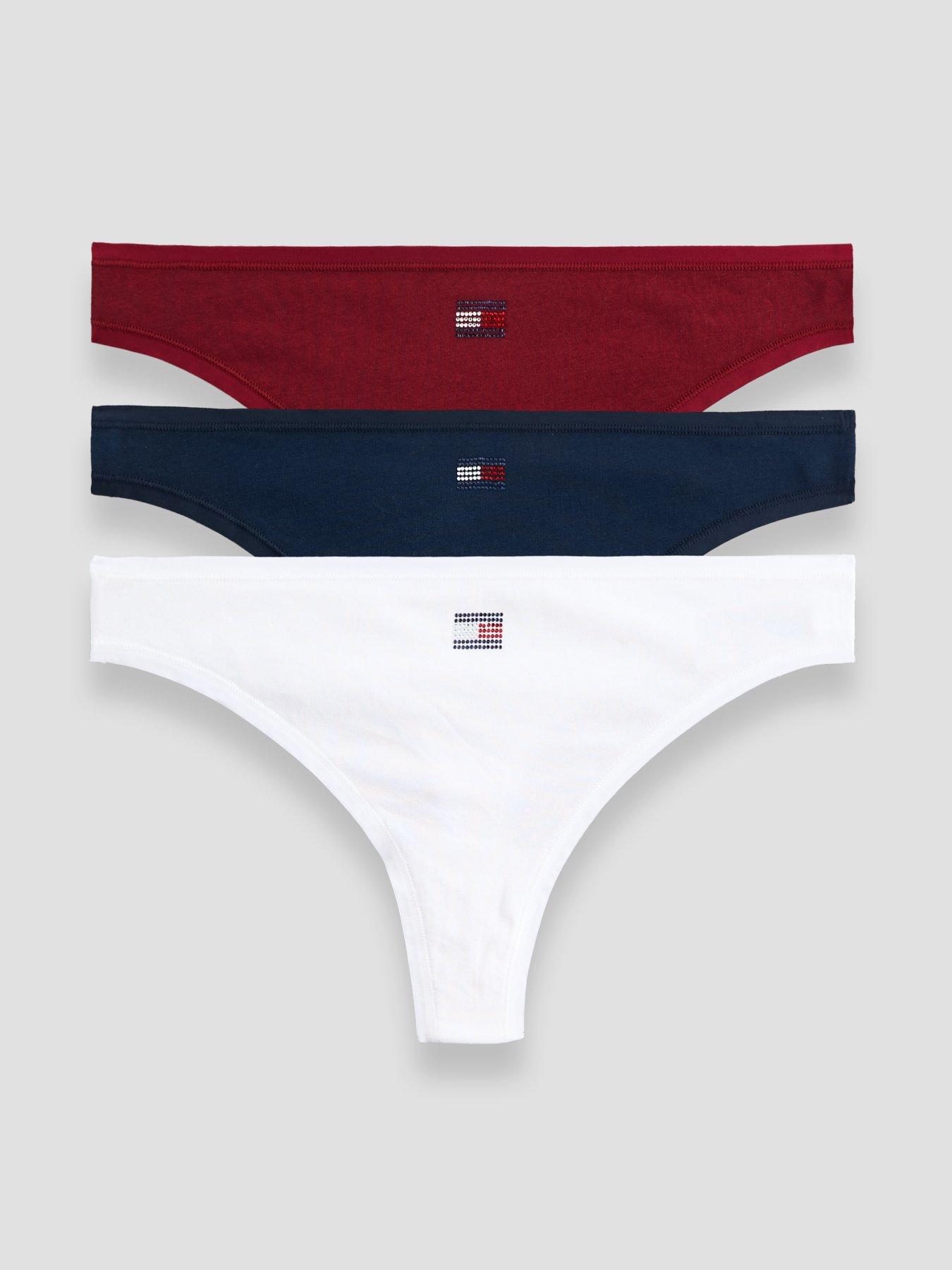 Image 1 of 6 of Tommy Hilfiger 3-pack Heritage Diamant&eacute; Thongs Gift Set - Red/white/blue