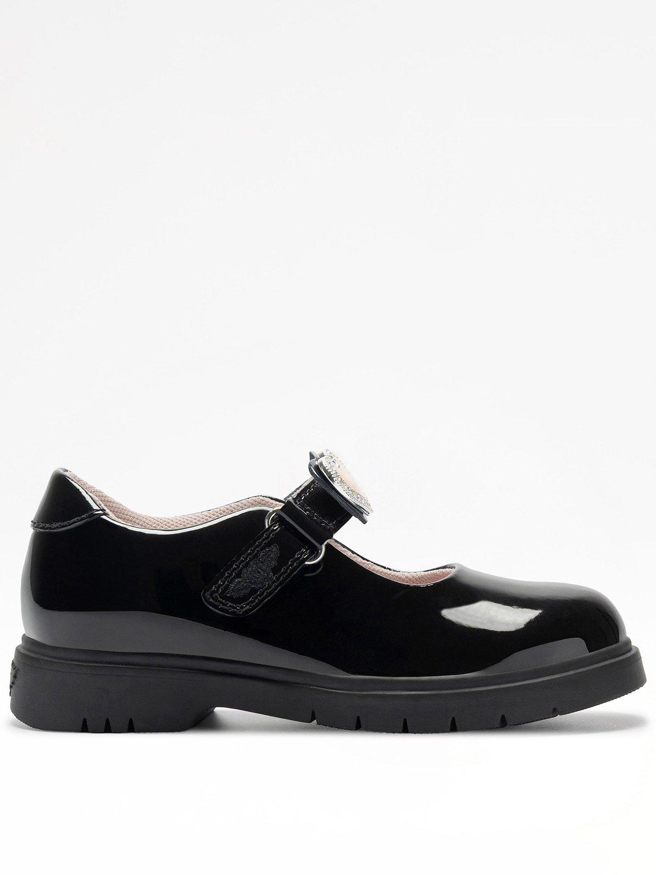 Lelli Kelly Sabrina Interchangeable Heart Strap School Shoes - Black