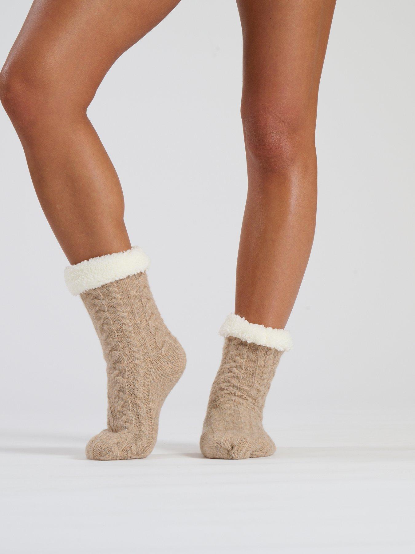 Image 1 of 2 of Loungeable Loungeable Chenille Slipper Sock - Oat
