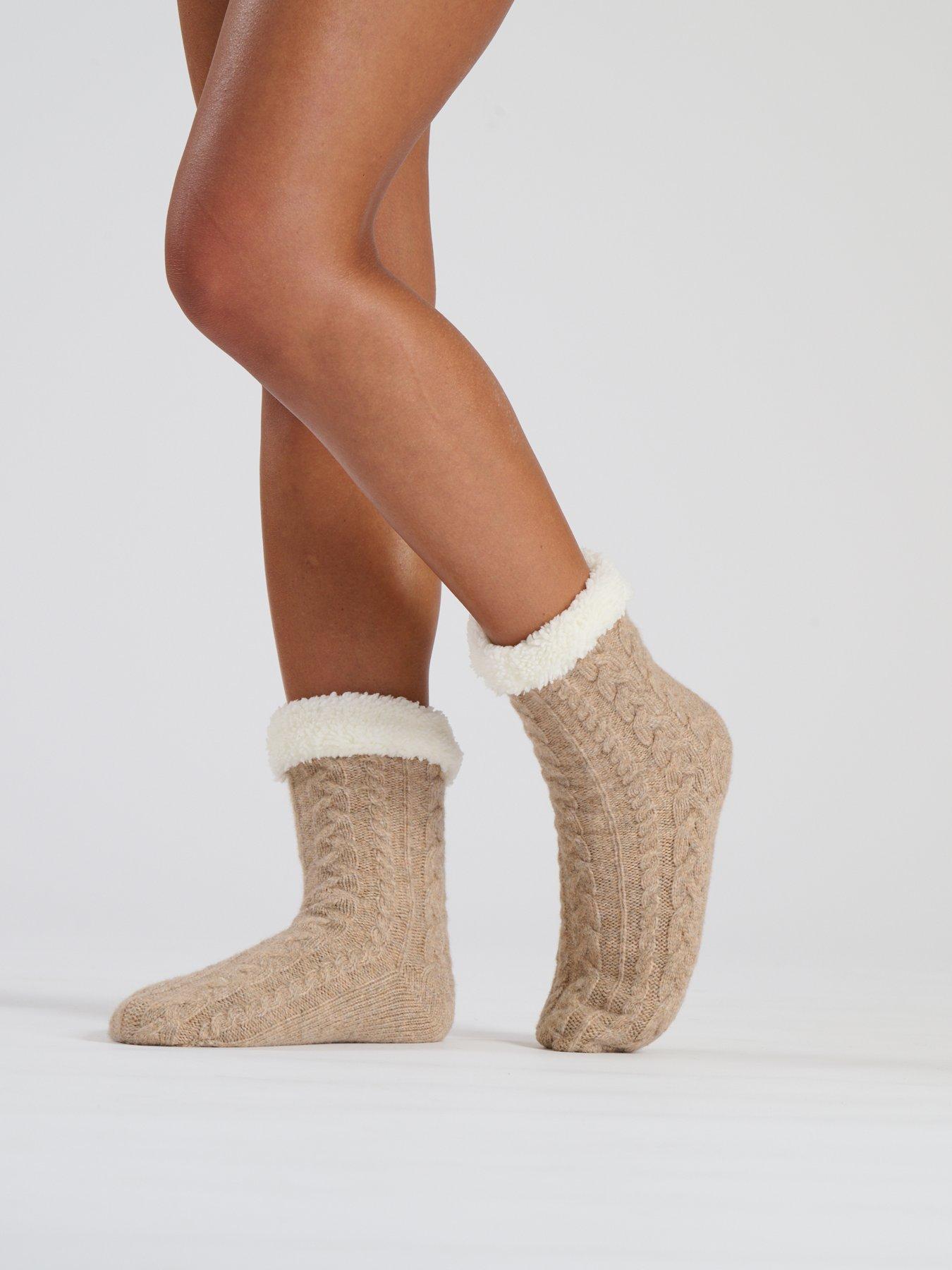 Image 2 of 2 of Loungeable Loungeable Chenille Slipper Sock - Oat