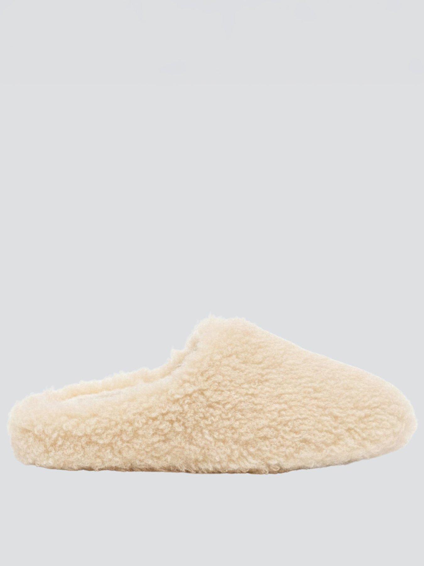 Loungeable Cosy Faux Mongolian Mule Slipper - Cream