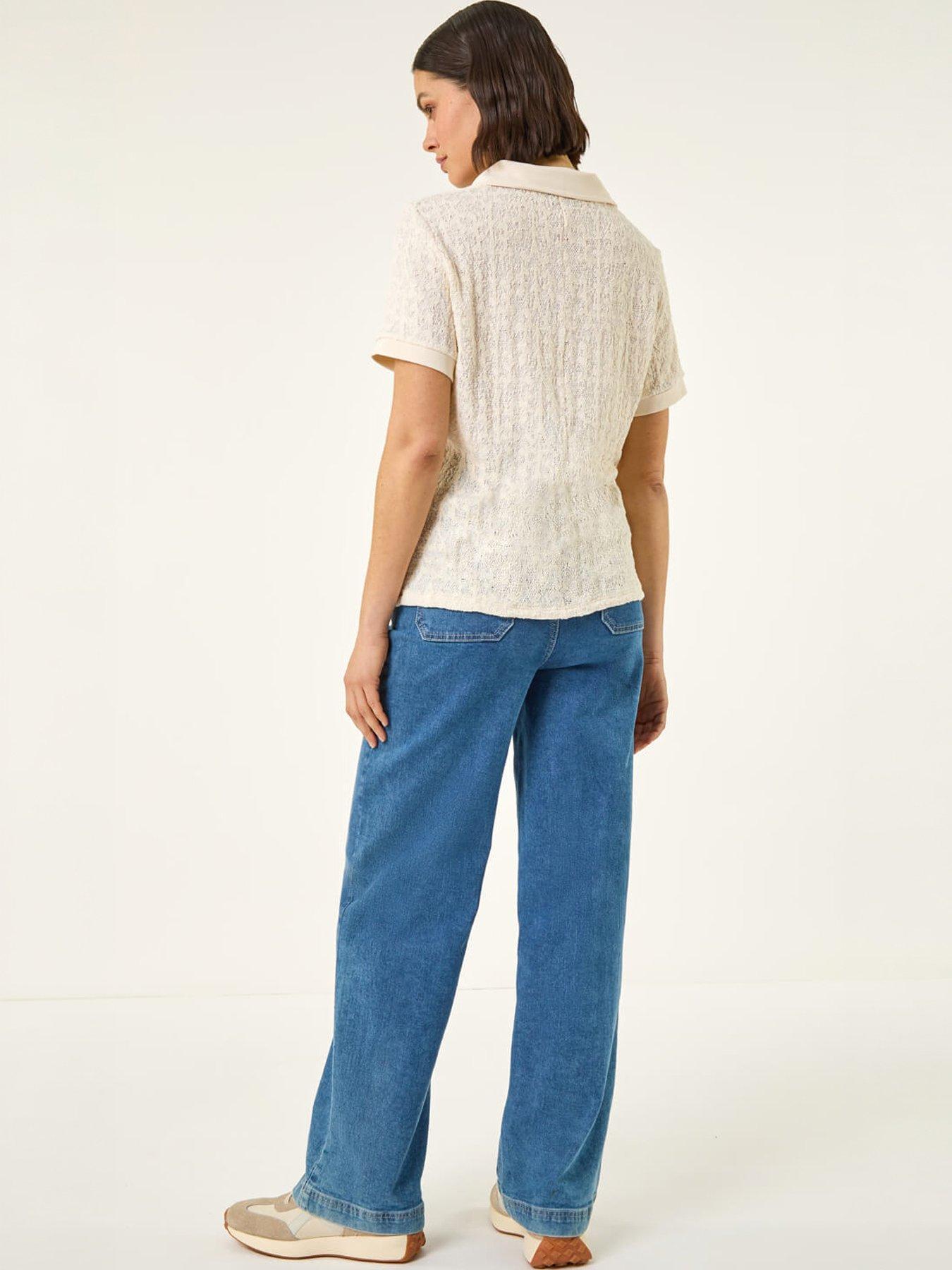 Image 4 of 5 of Roman Textured Collar V-Neck Top