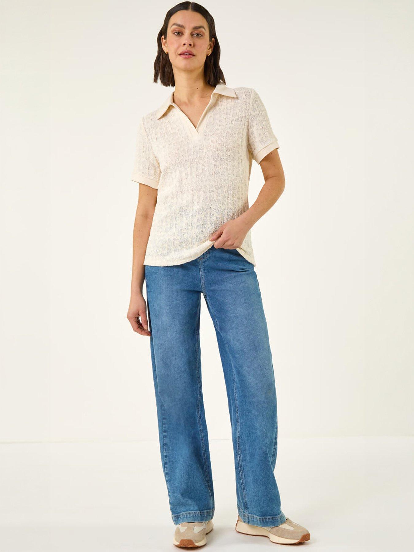 Image 5 of 5 of Roman Textured Collar V-Neck Top