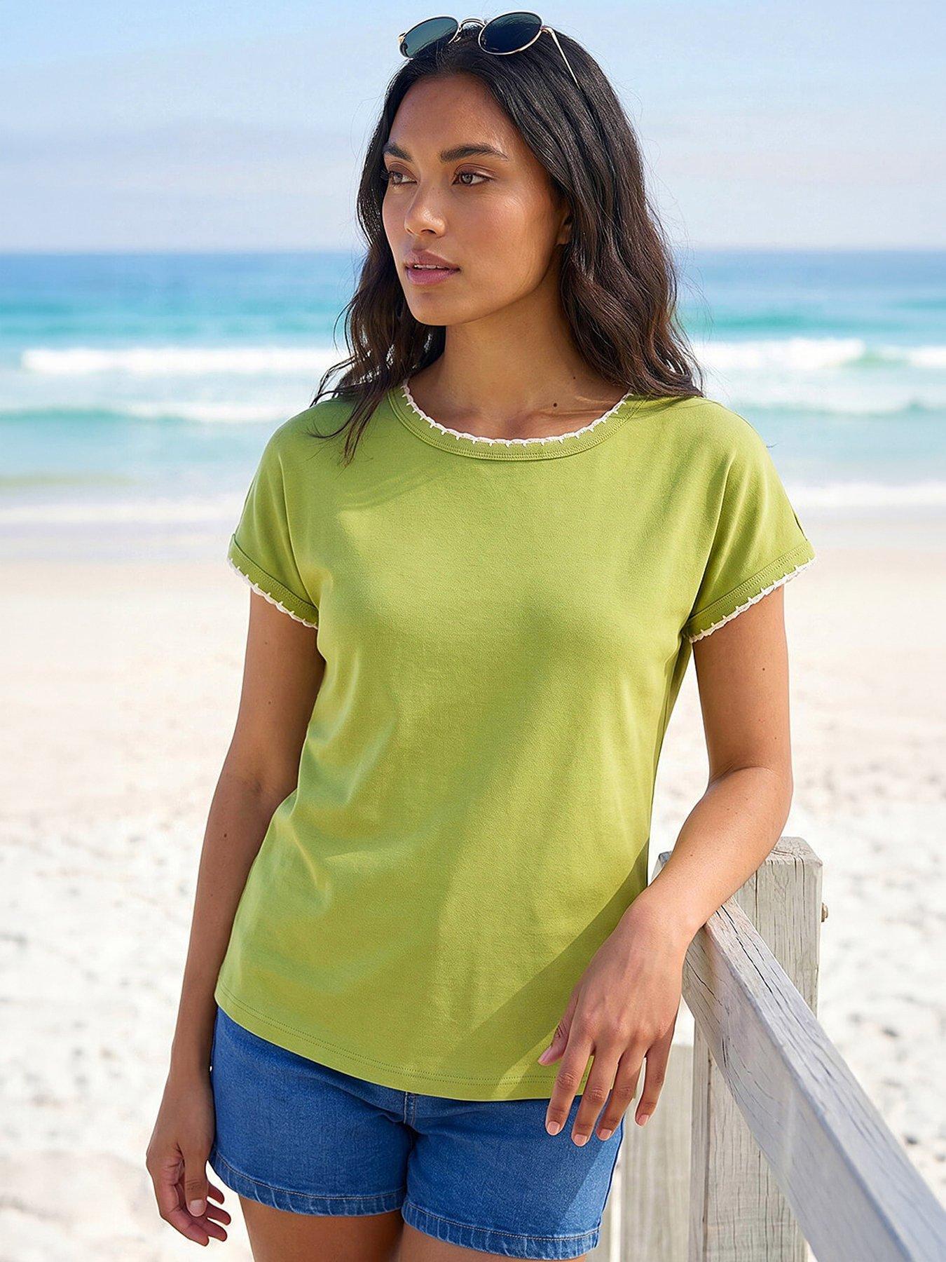 Roman Stitch Detail Ribbed Top