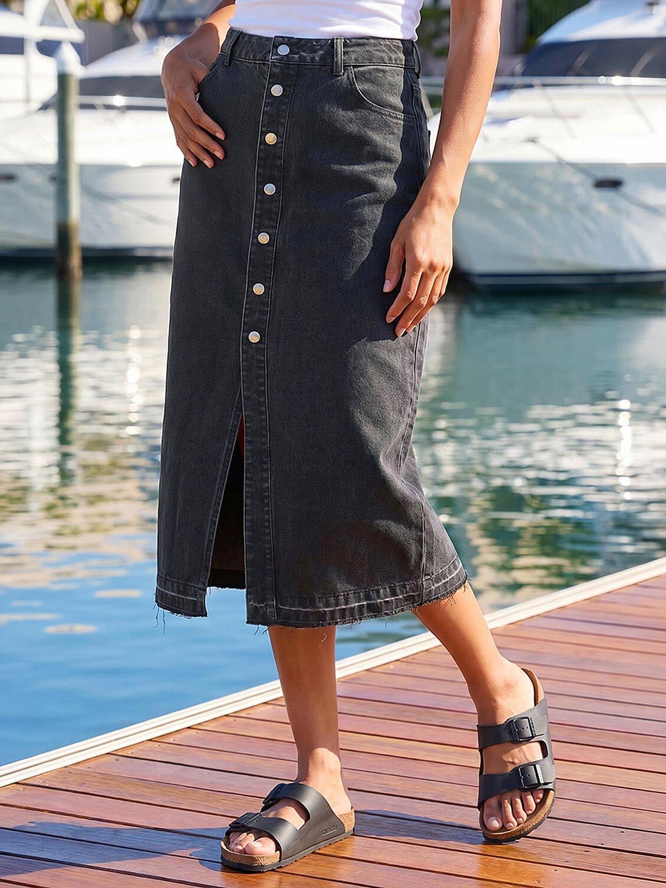 Roman Dusk Denim Button Skirt