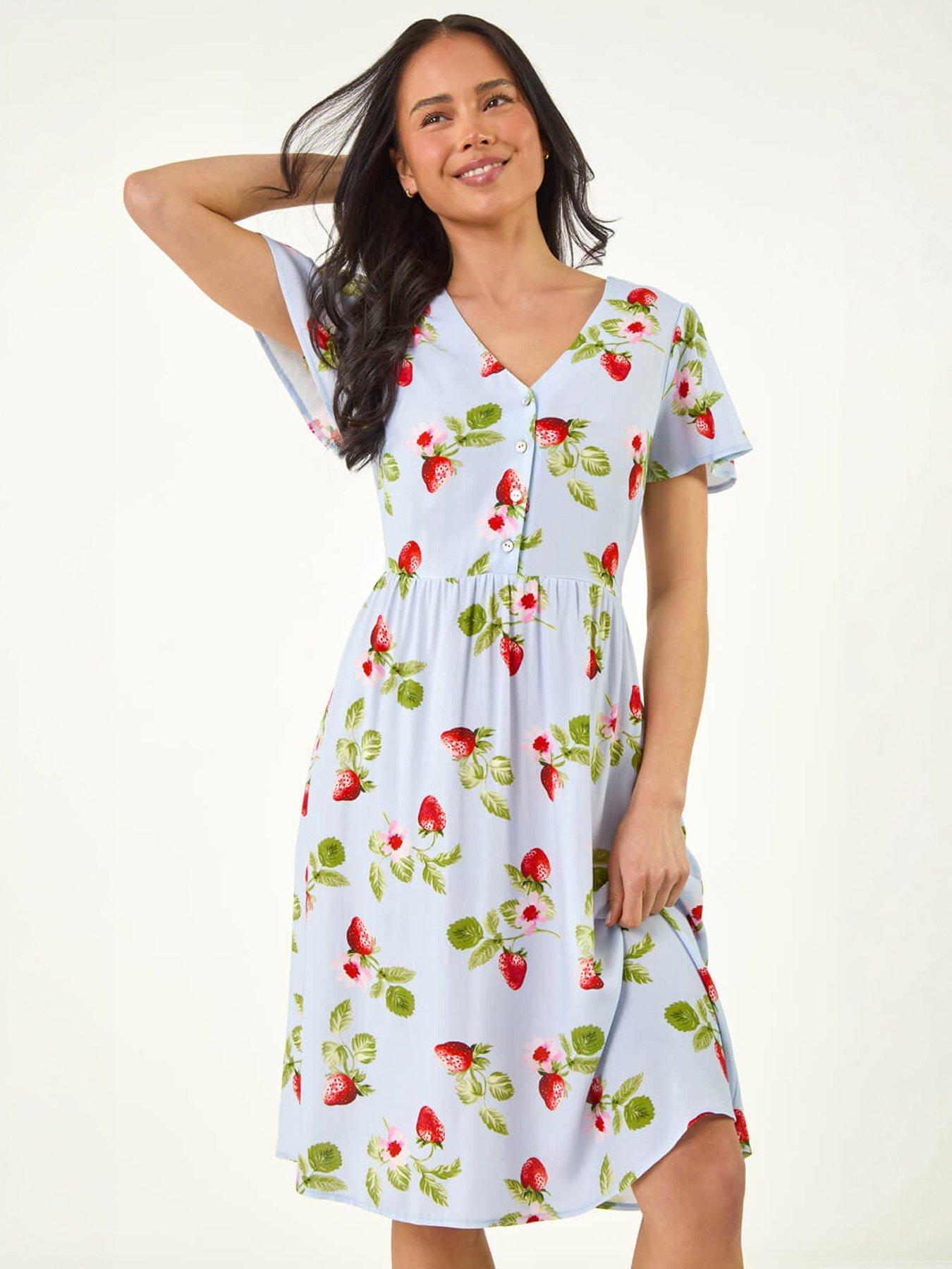 Roman Petite Strawberry Print Pocket Dress
