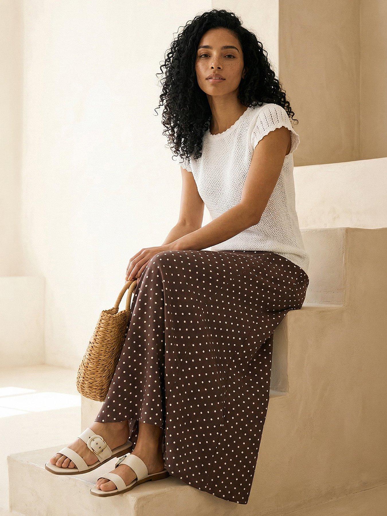 Roman Polka Dot Midi Skirt