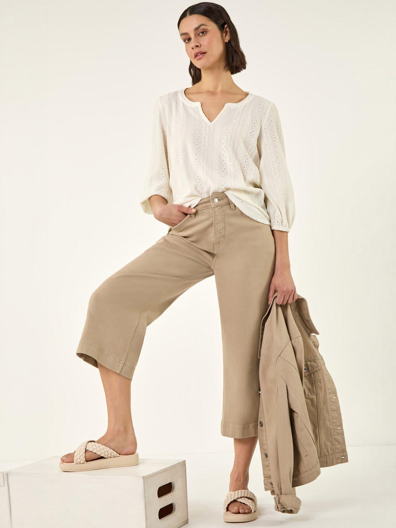 Image 1 of 5 of Roman Wide Leg Stretch Denim Culottes
