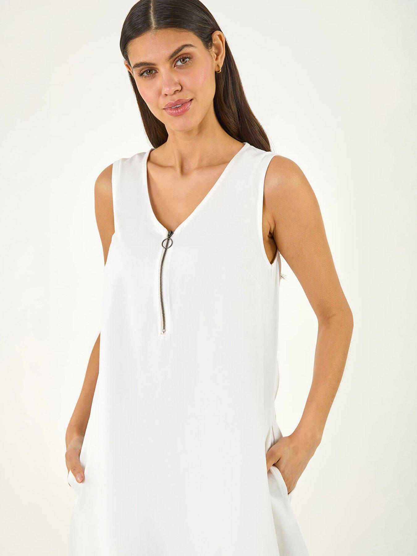 Image 3 of 5 of Roman Zip Front Sleeveless Midi Dress