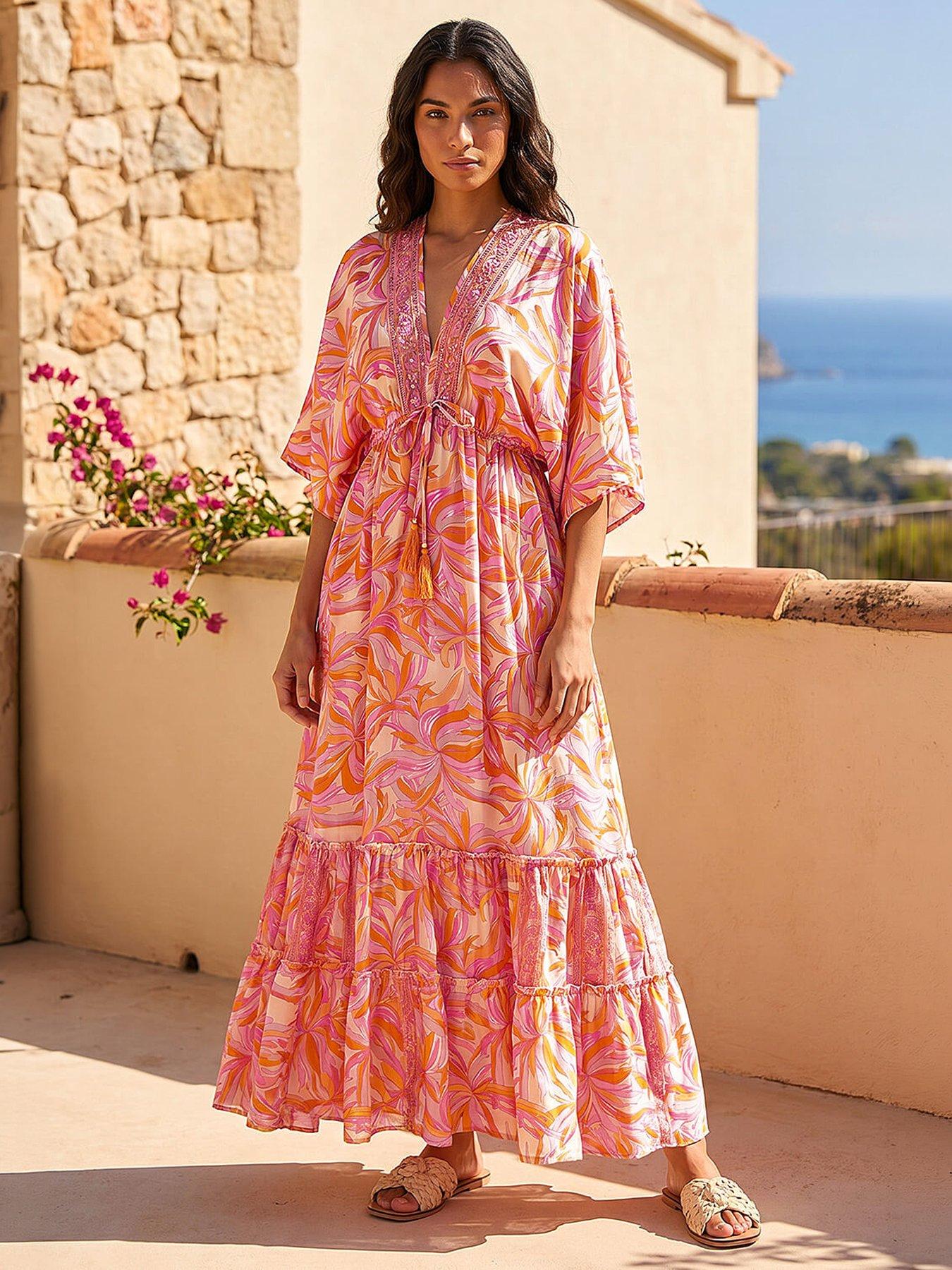 Roman Floral Boho Maxi Dress