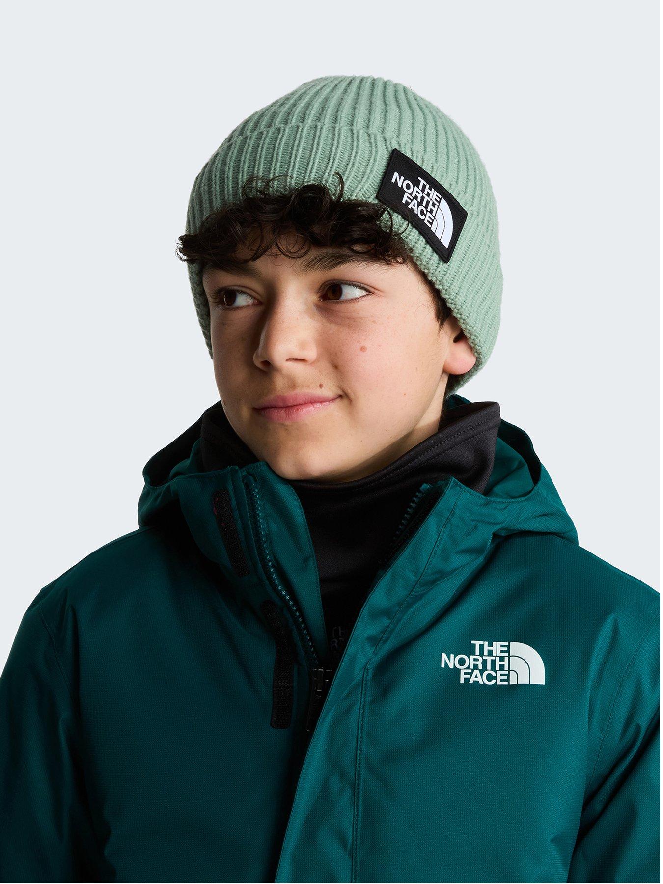 Image 1 of 3 of The North Face Junior Unisex Logo Box Cuffed Beanie Hat - Green