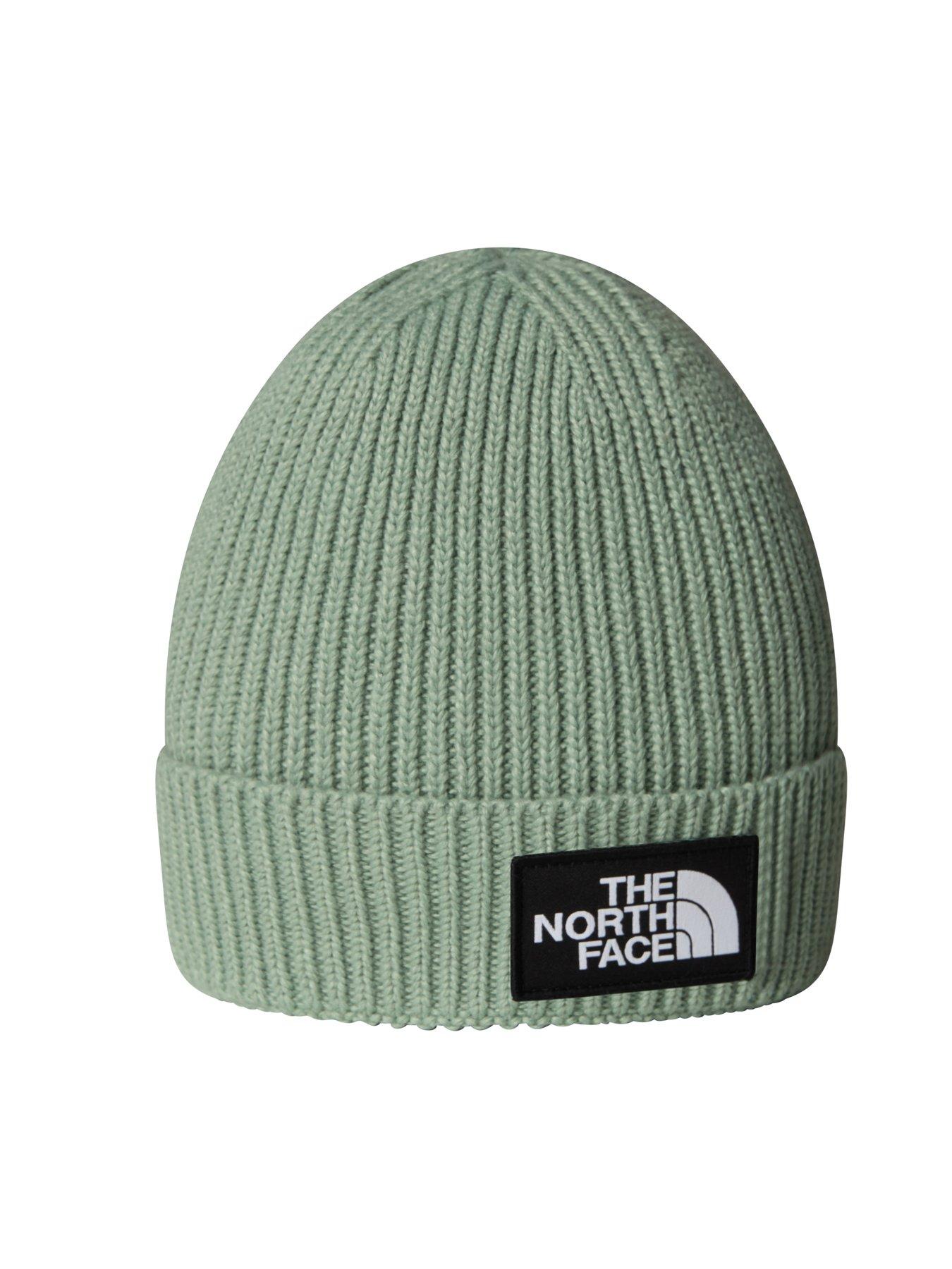 Image 2 of 3 of The North Face Junior Unisex Logo Box Cuffed Beanie Hat - Green