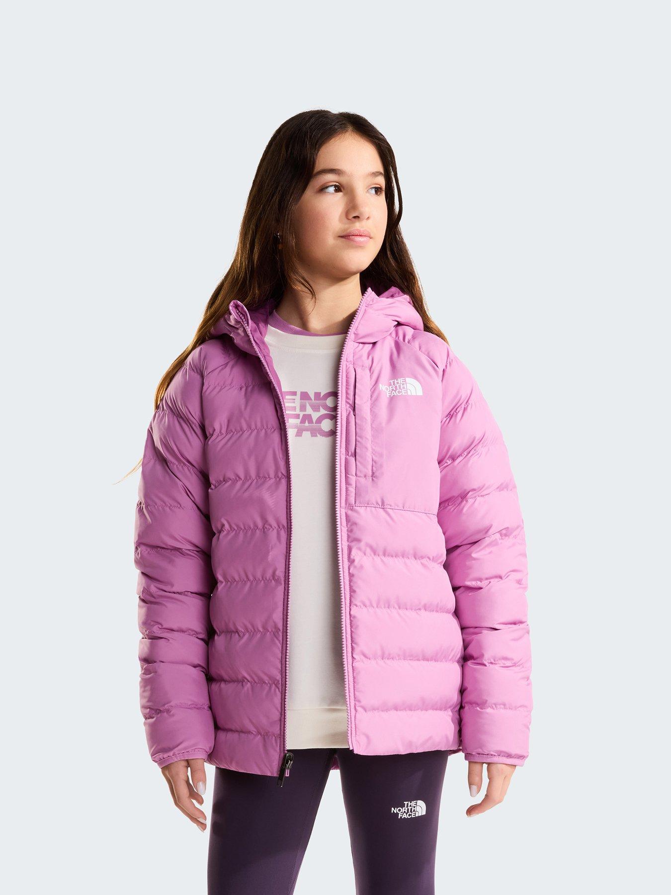 Image 1 of 7 of The North Face Girls Reversible Hooded Quilted Jacket - Pink