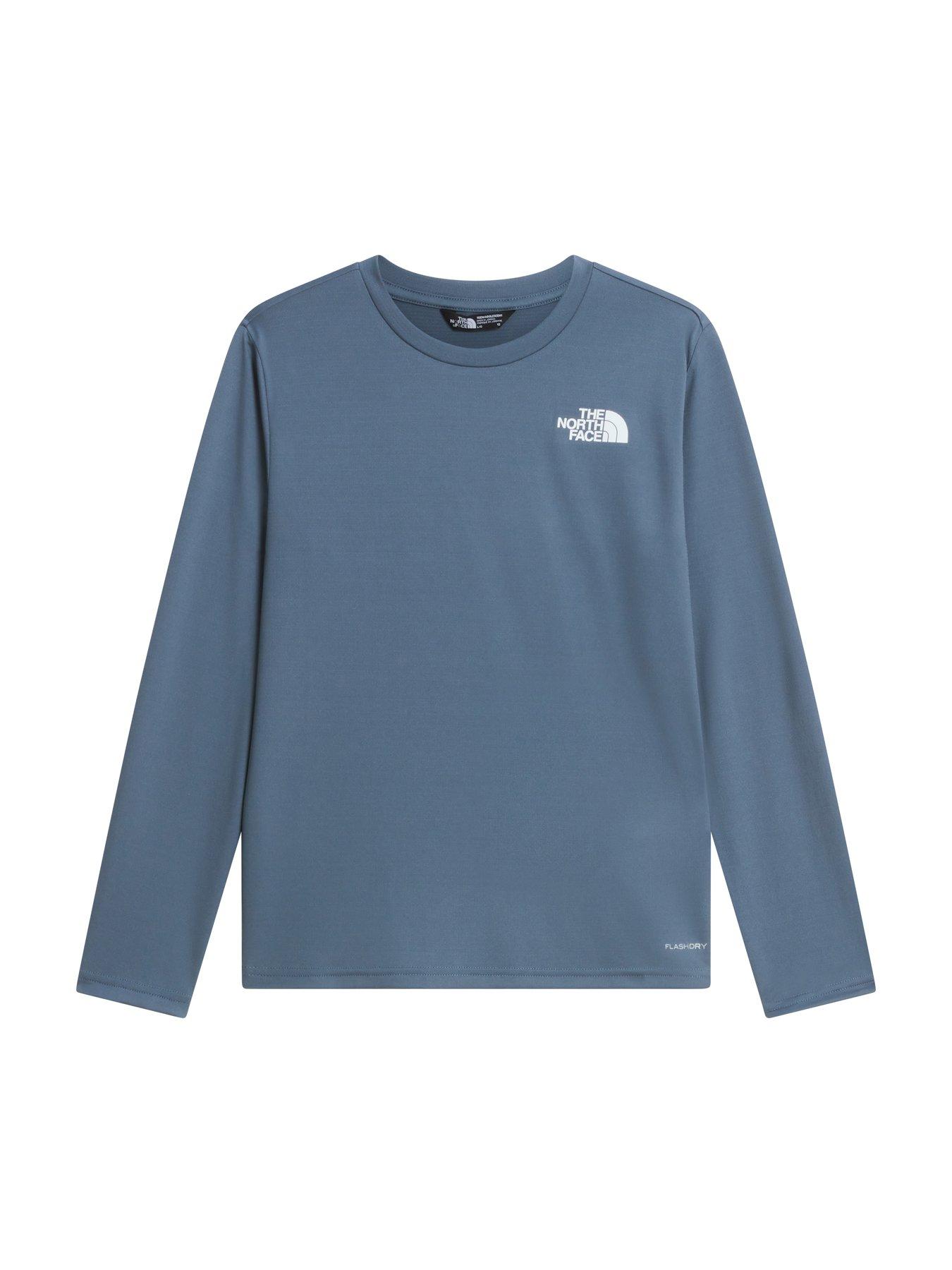 Image 3 of 4 of The North Face Boys Long Sleeve Lightweight Crew Neck T-Shirt - Blue