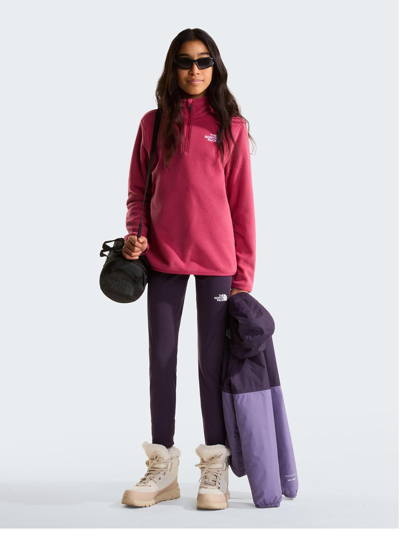 Image 1 of 4 of The North Face Girls Glacier Quarter Zip Soft Fleece Mid Layer - Pink
