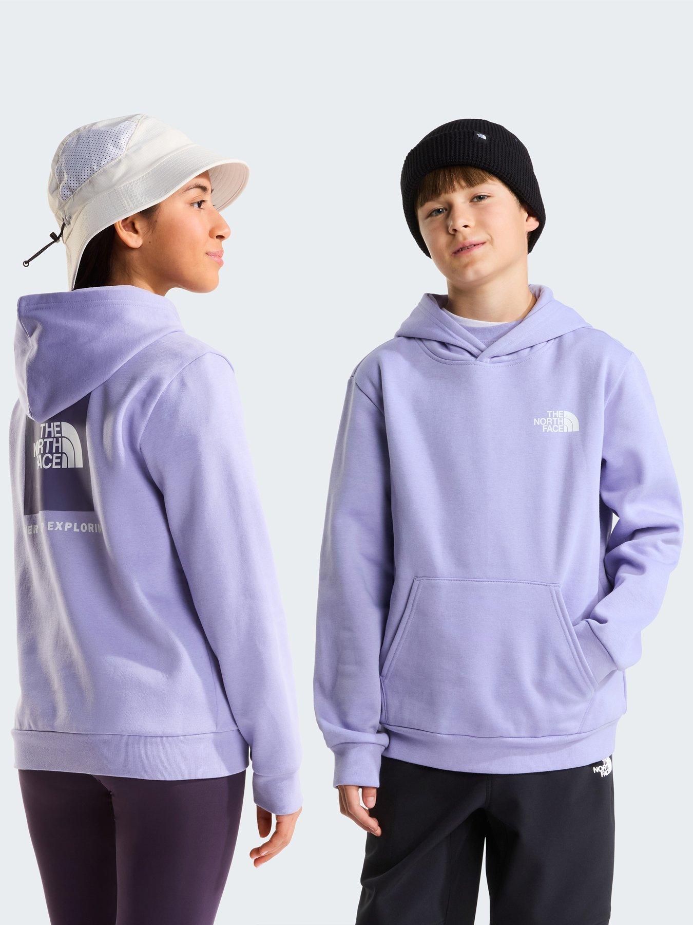Image 1 of 5 of The North Face Girls Box Logo Overhead Hoodie - Purple