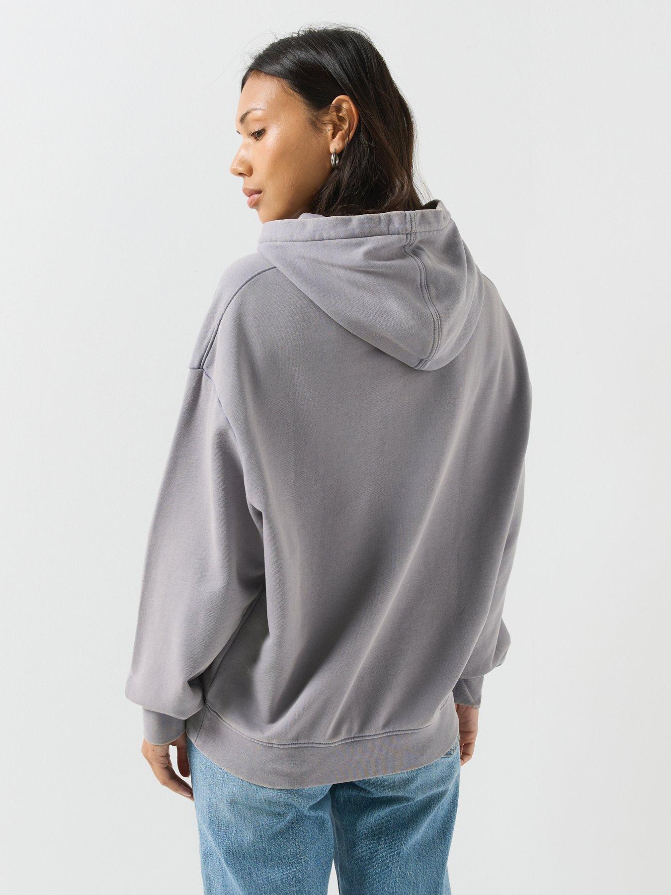 Image 2 of 6 of Calvin Klein Jeans Long Sleeve Woven Label Terry Pullover Hoodie - Grey